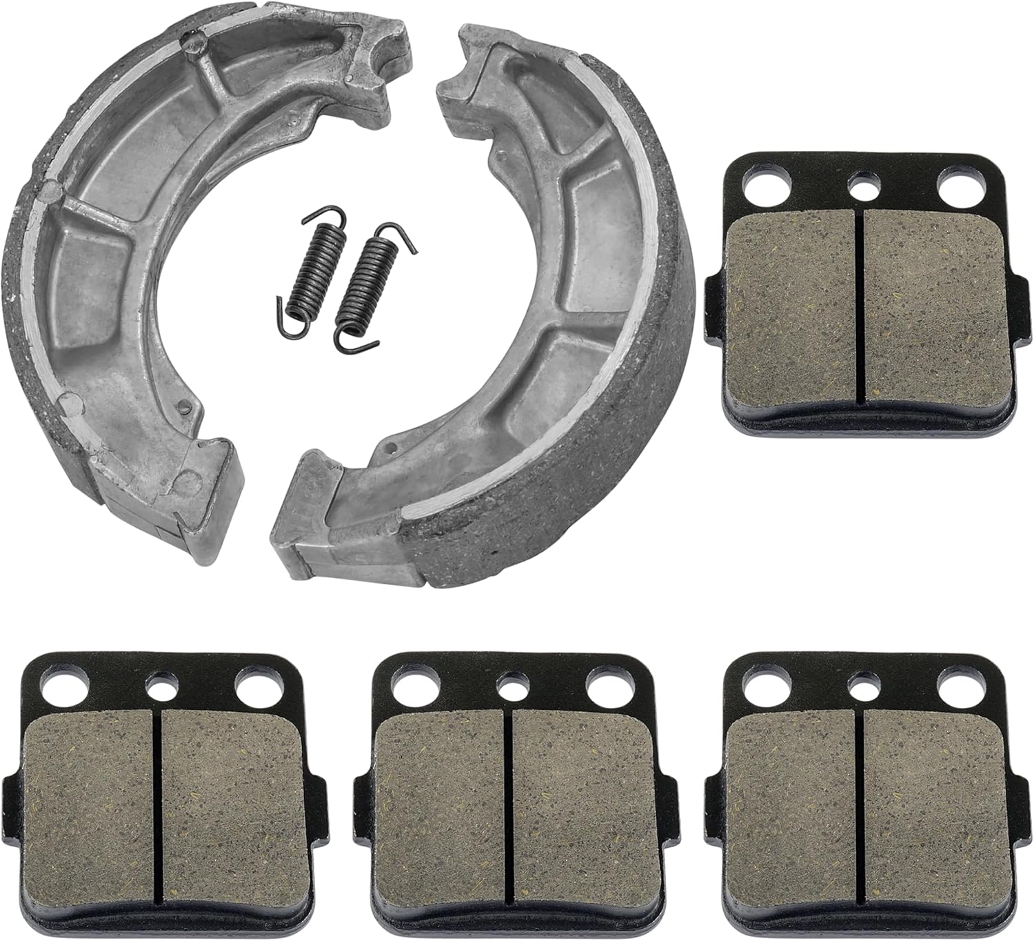Caltric Front Brake Pads And Rear Brake Shoes Compatible with Suzuki Lt-F250 Ozark 250 2007-2014