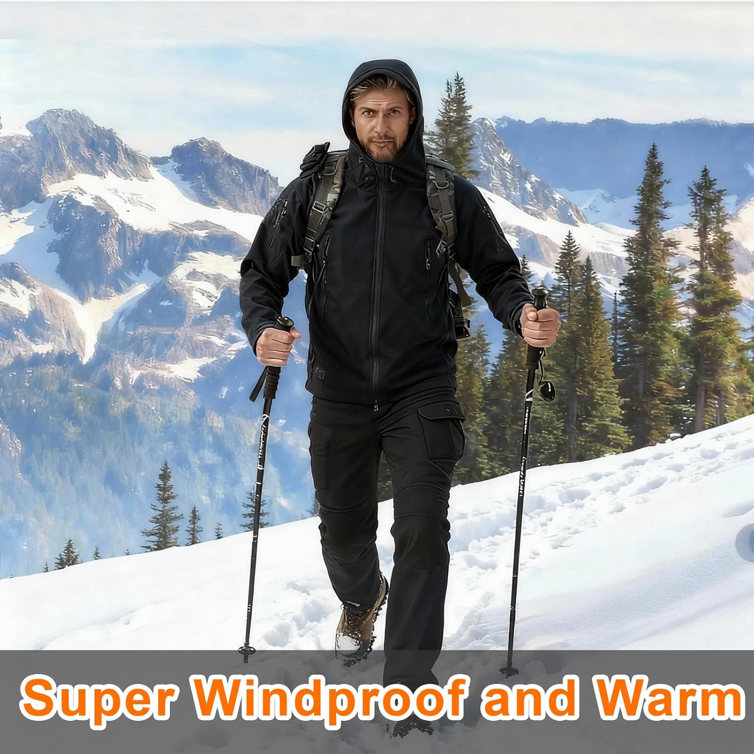 Men's Military Tactical Jacket Fleece Lined Hooded Mens Softshell Jacket Waterproof Windproof and Warm Winter Coat - Image 8