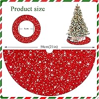 Vista 2 de Falda Roja para Árbol de Navidad para Árbol de Mesa de 21 Pulgadas, Cubierta de Falda de Árbol de Lentejuelas Navideñas, Tapete Clásico