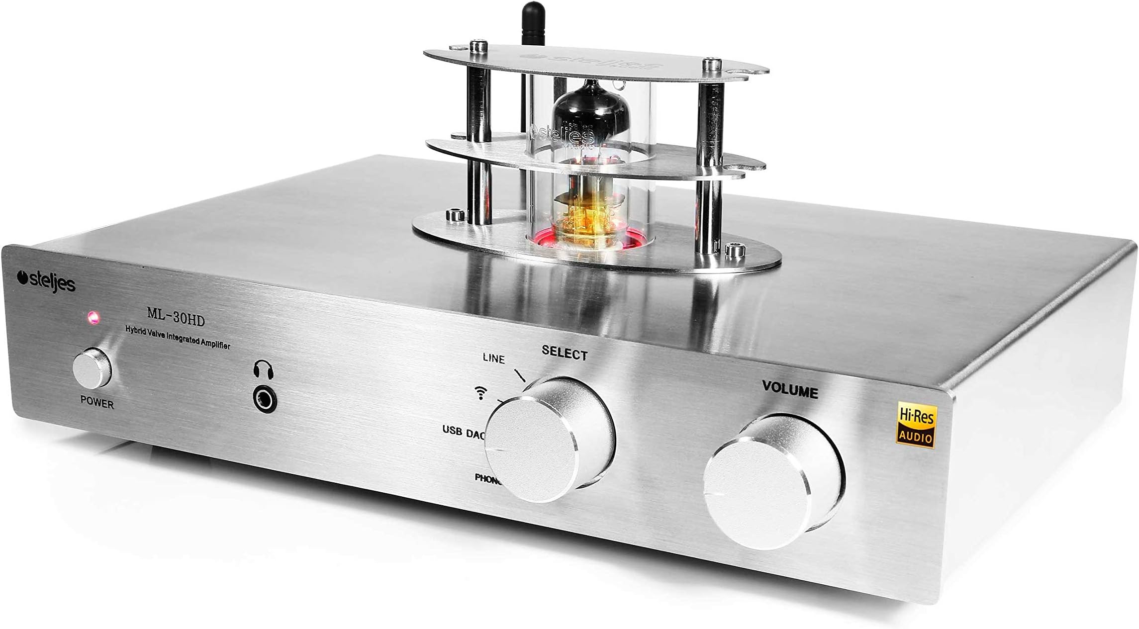 ML30HD Bluetooth Hybrid Vacuum Valve Amplifier (2x 30W Output) - Silver