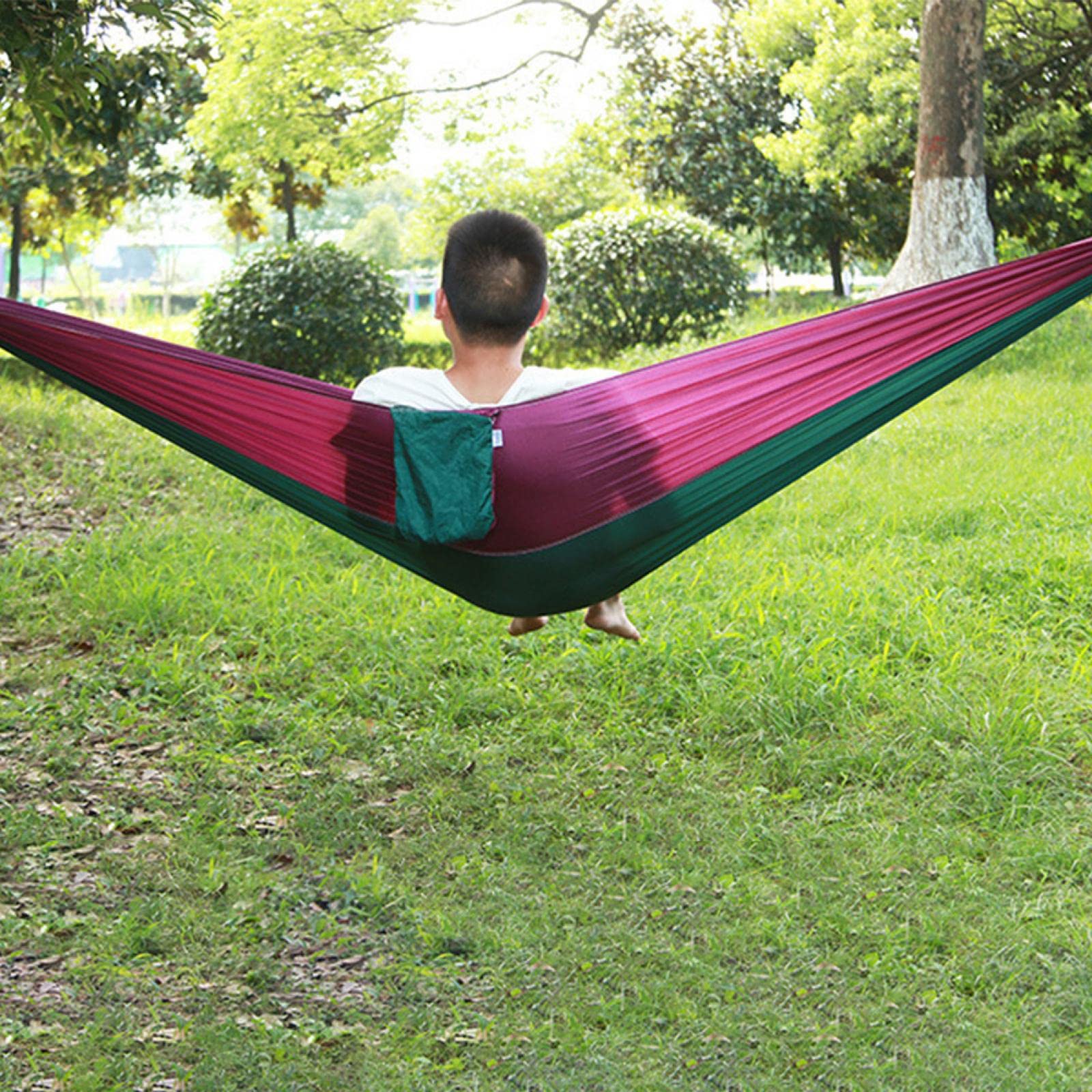 Amaca Doppia Da Campeggio Leggera Portatile In Nylon Con Paracadute Zaino In Spalla Viaggio 95031232