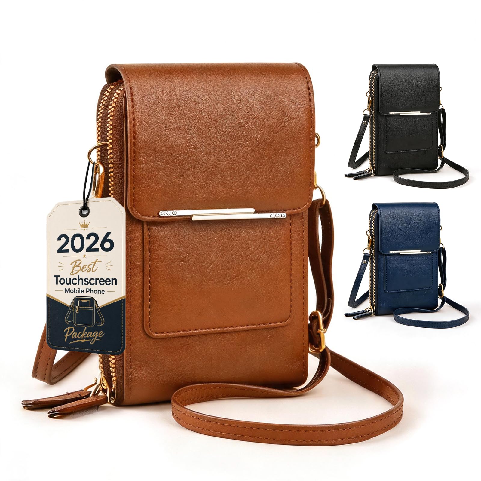 Borsa a tracolla per telefono in finta pelle piccola borsa da donna con cinturino touch screen portafoglio leggero compatto contiene carte