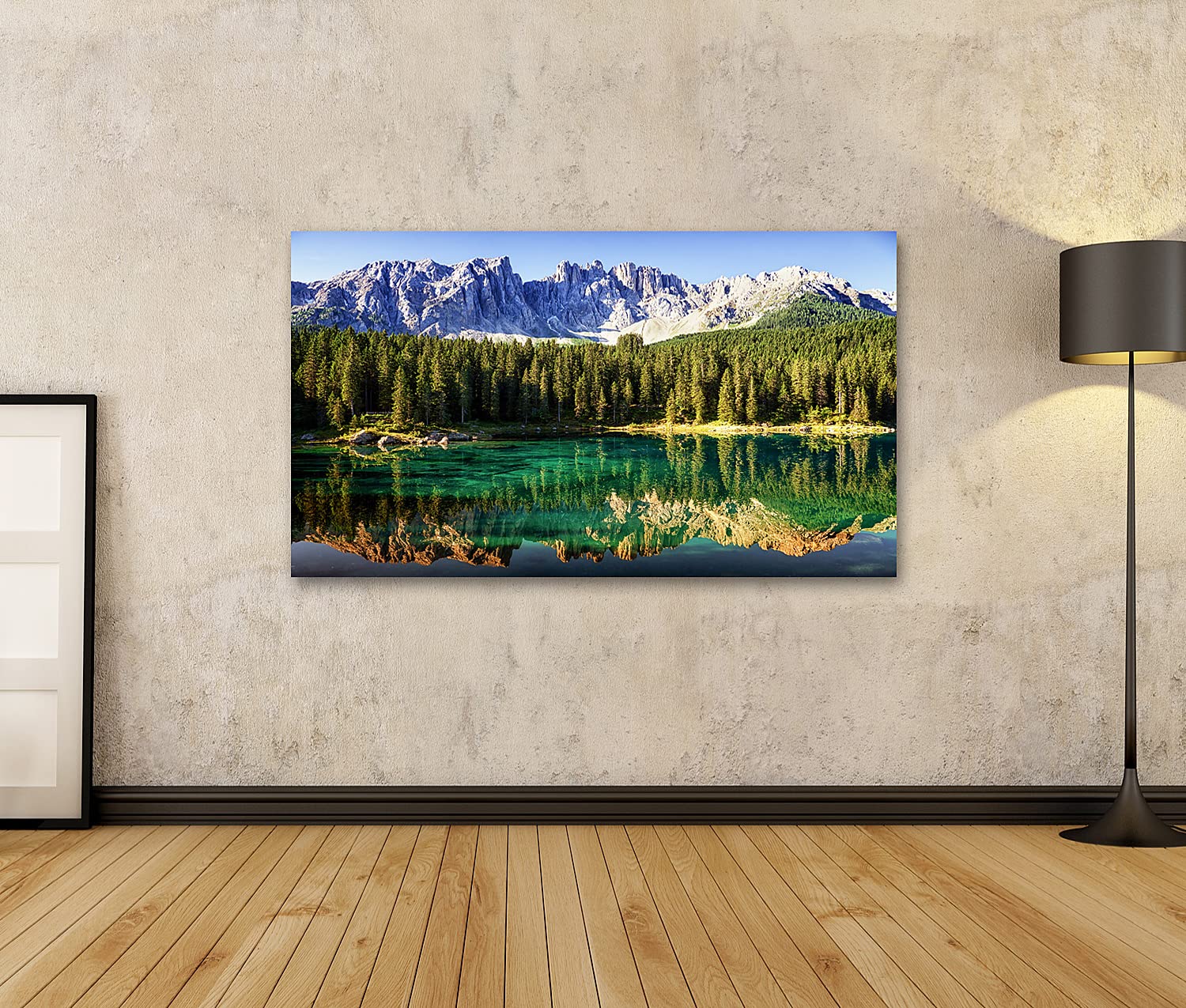 islandburner Quadro Moderno Alberi Lago Paesaggio di Montagna Stampa su Tela - Quadro x poltrone Salotto Cucina mobili Ufficio casa - Fotografica Formato XXL