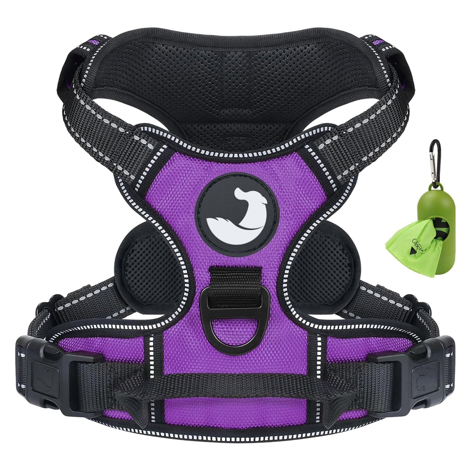 Joytale No Pull Dog Harness for Small Dogs, Reflective Pet Vest with Front Clip, Adjustable Soft Padded Harnesses with Easy Control Handle for Training and Walking, Purple, S