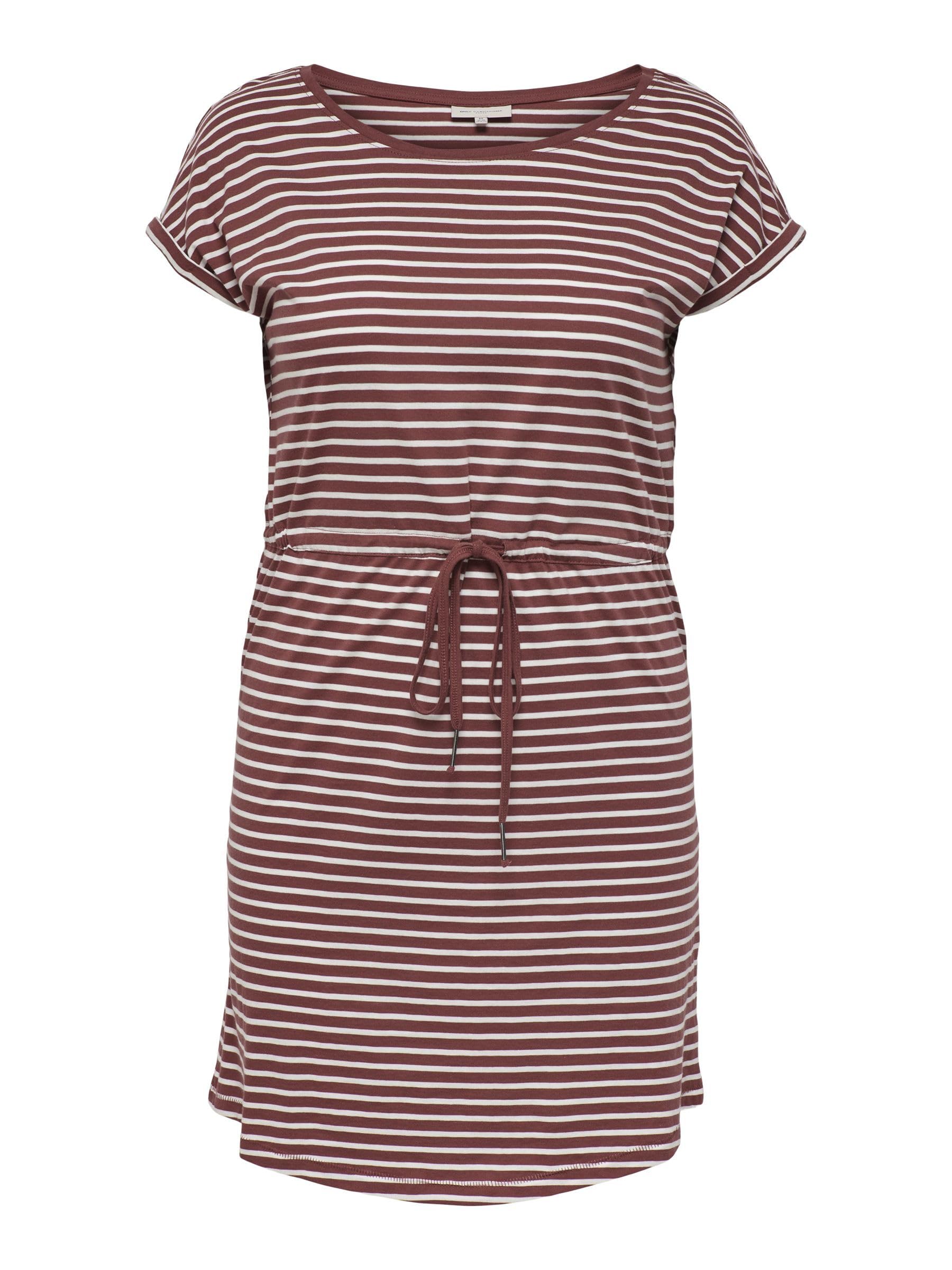 Only Women's Stripes: Cloud Dancer Apple Butter Carmakoma Nos Carapril Ss Knee Dress Stripe Noos Dress Not Applicable, Stripes:cloud Dancer Apple Butter, S-42/44