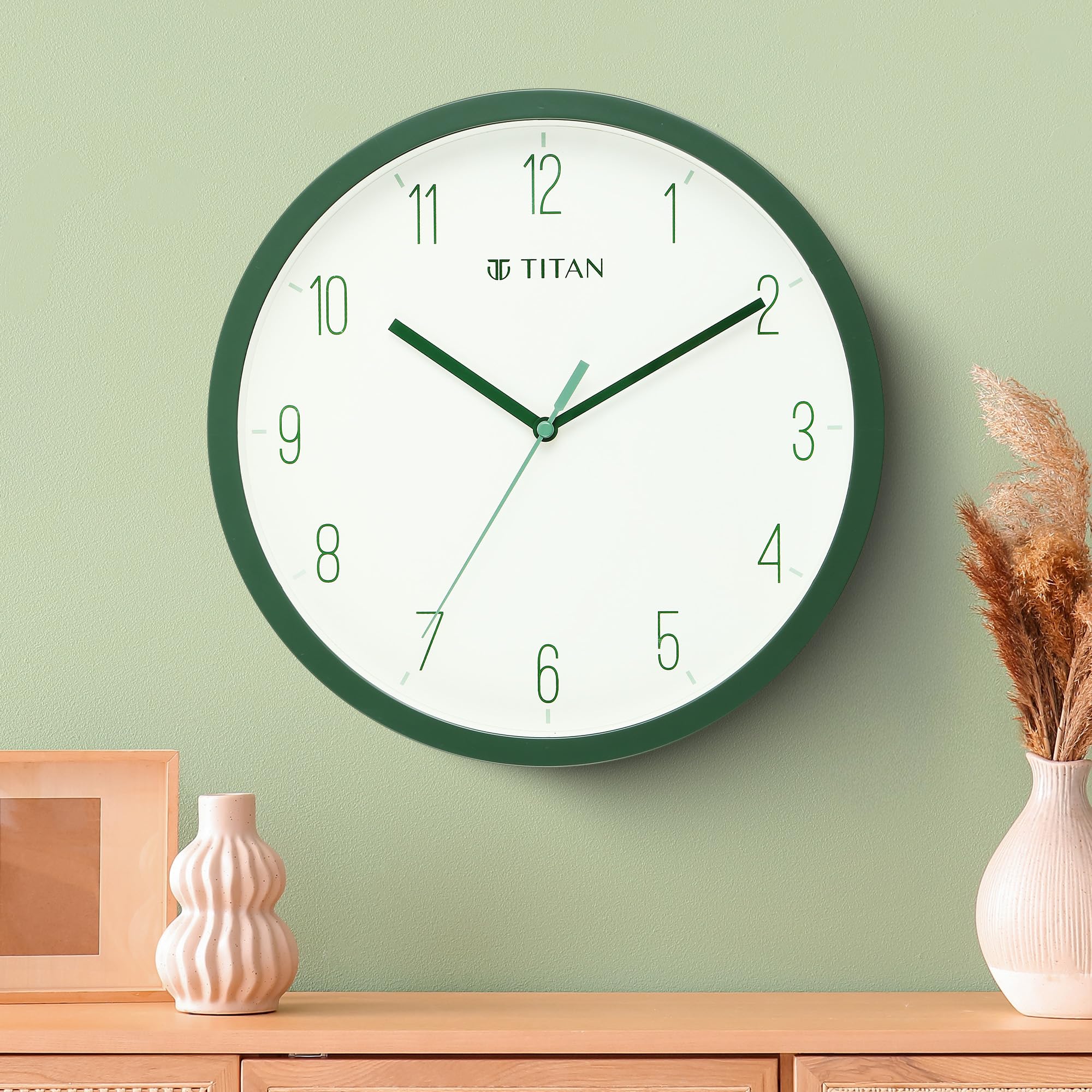 Titan Contemporary Colours Analog Wall Clock with Silent Sweep Technology- Green 32 cm x 32 cm (Medium)-image-31