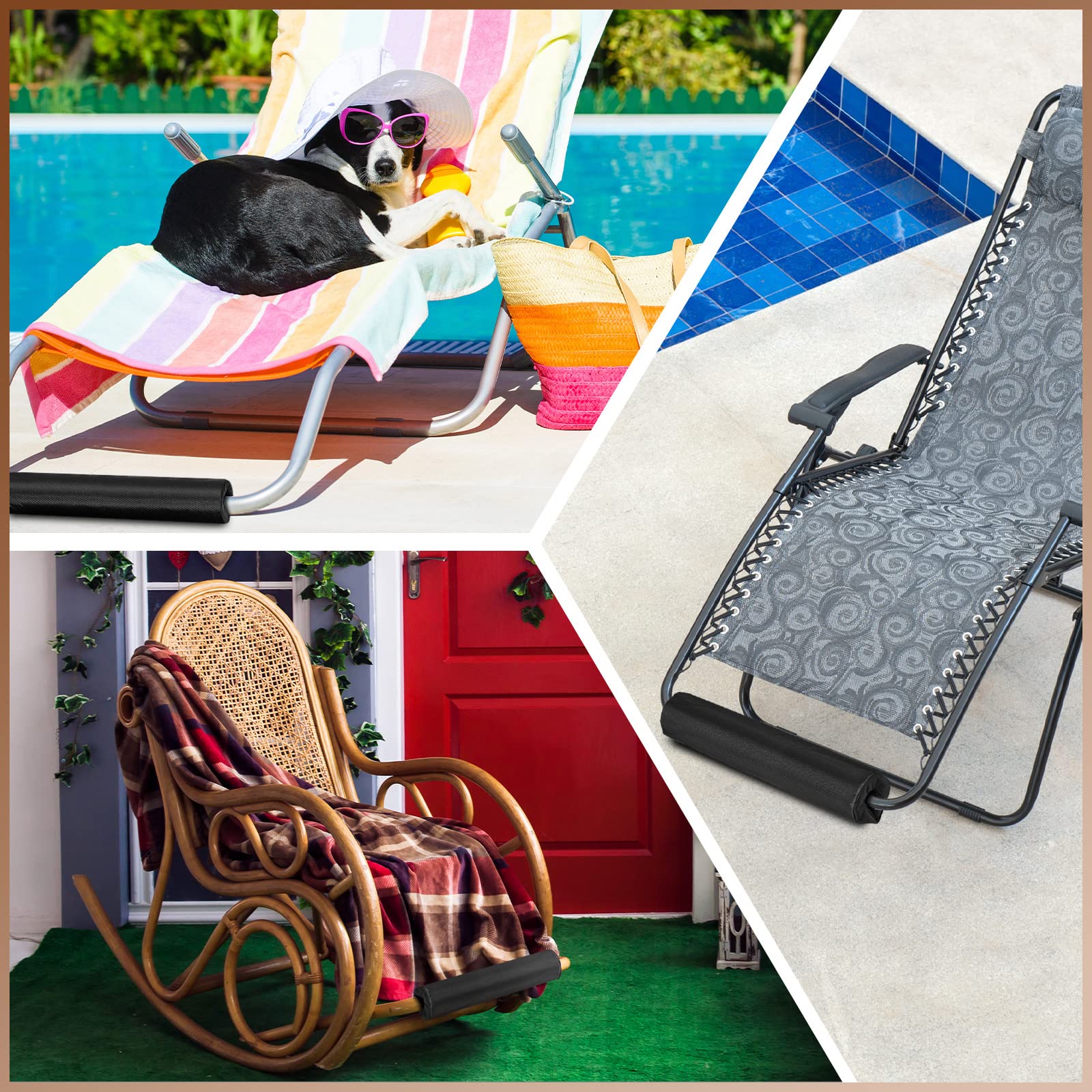 3 piezas de cojín para silla de gravedad cero para reposapiés universal plegable reclinables, accesorios para reposapiés acolchado para patio, césped, campamento al aire libre, uso alto 7