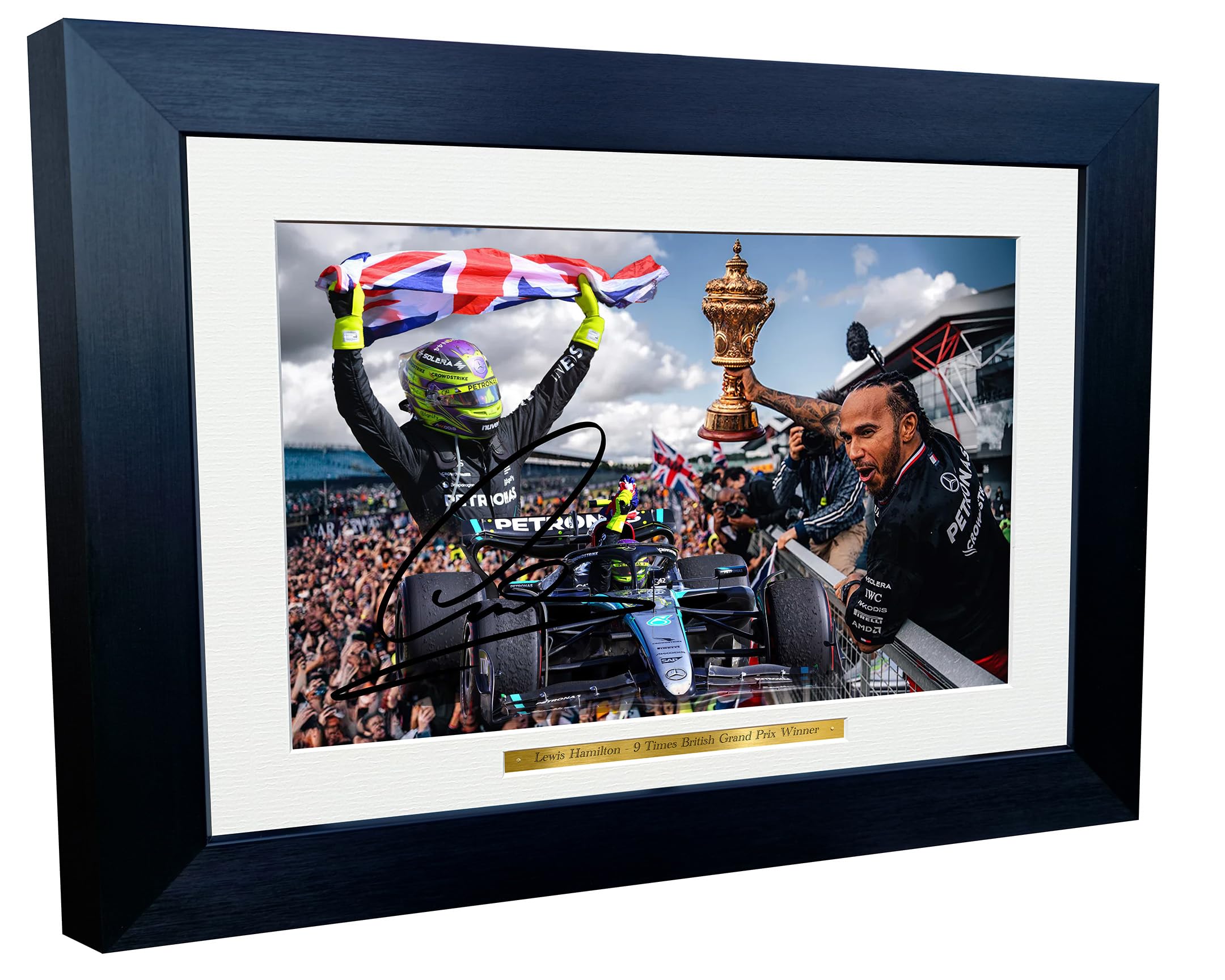 Kitbags & Lockers 12x8 A4 2024 Lewis Hamilton 9 Times British Grand Prix Winner Mercedes AMG Petronas Team Autographed Signed Photo Photograph Picture Frame Racing Formula 1 F1 Poster Gift