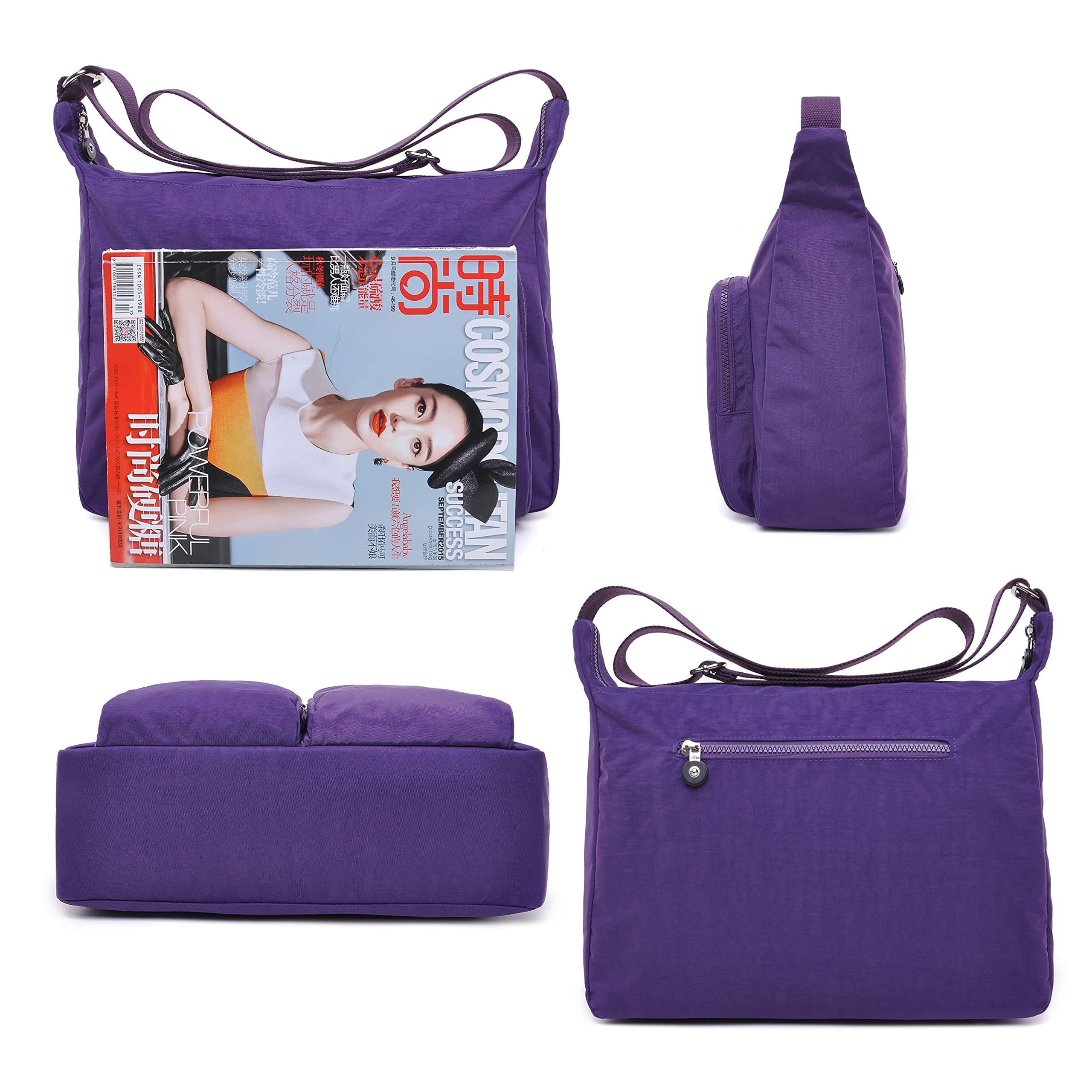 Efanliu Borsa da Viaggio Donna Grande Borse a Tracolla Scuola Postino Tasche Impermeabile Nylon Spalla Sportiva Tasca