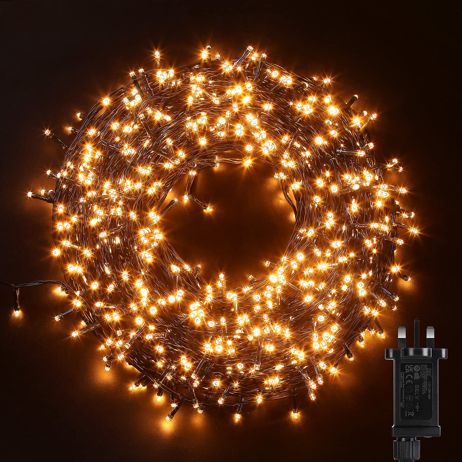 Avoalre LED Christmas String Lights 10M100LEDs 8 Mode IP44 Warm White Christmas Light Fairy Indoor Outdoor Low Voltage Lights Ambiance Decoration Lighting for Xmas Wedding Party and Pub [Energy Class A]