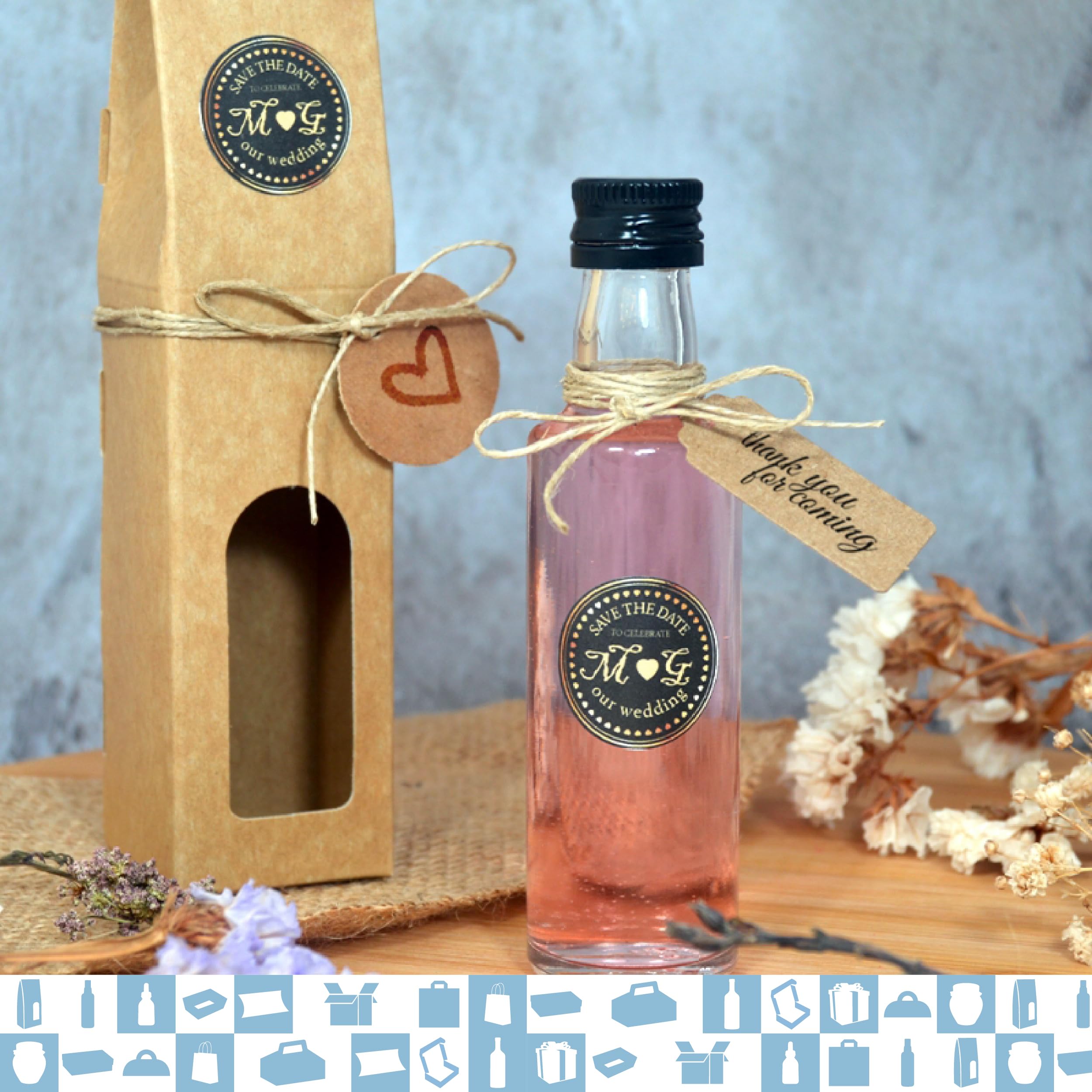 Espirito Rebelde 20 Minibotellas de Vidrio 40ml con Tapón de Rosca Negro + Caja | Mignonnettes de Alcohol 4cl, Pequeñas Fioles de Muestra | Ideal para Regalos, Bodas