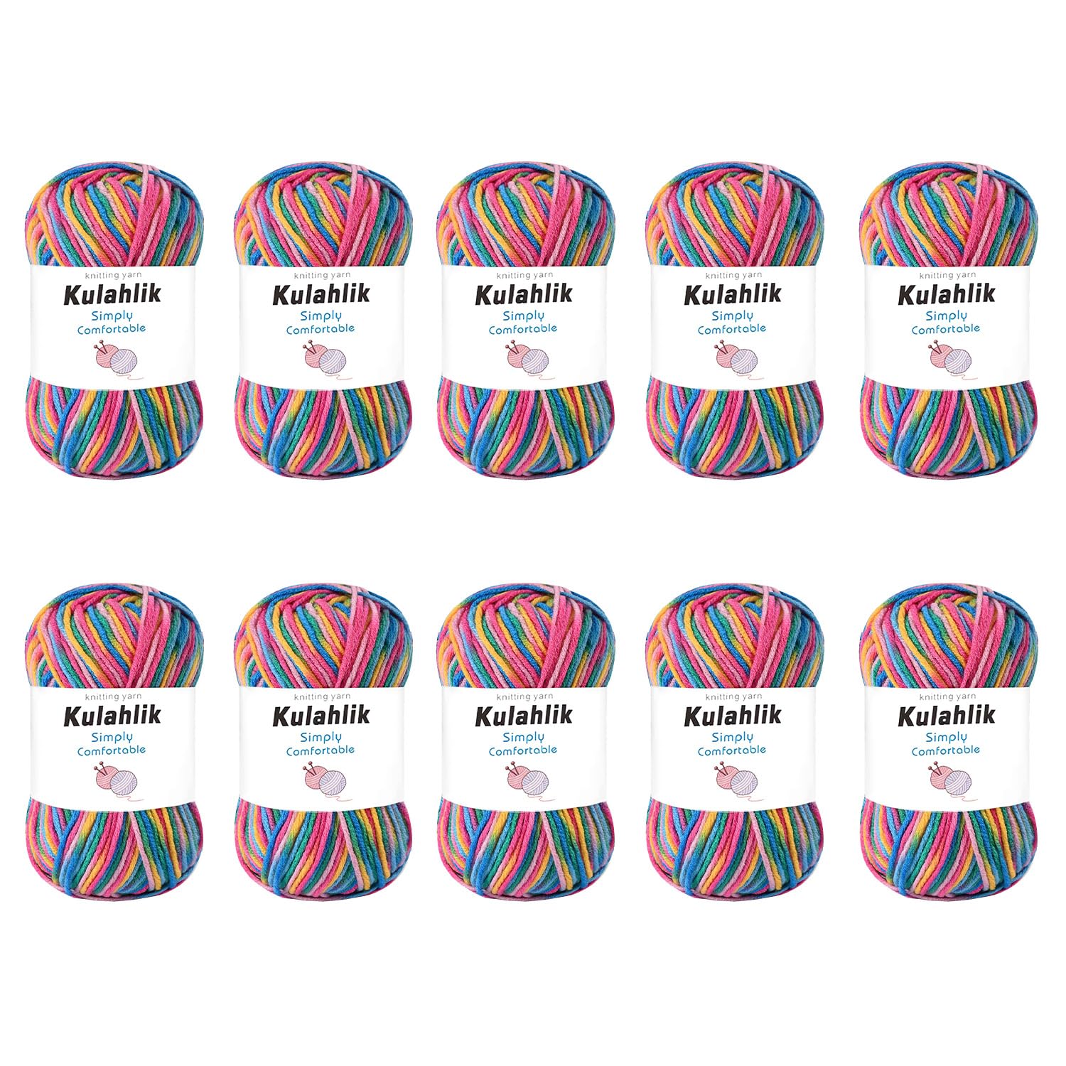 250g(5x50g) Acrylic Yarn for Crochet/Knitting, Colorful Gradient Yarn Thread, 5 Rolls Skeins, Perfect for Any Knitting Crochet and Crafts Mini Project — view 74