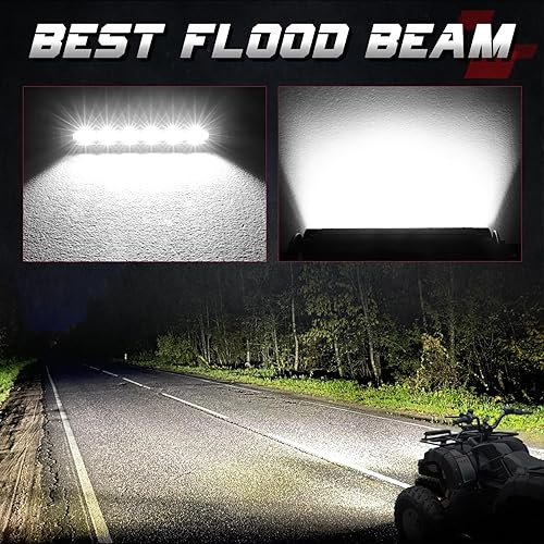 Miniatura 3 de OFFROADTOWN - Barra de luz LED de una sola fila de 6 pulgadas, 2 unidades de 60 W, barra de luz LED CREE de 60 W, haz de inundación, serie negra,