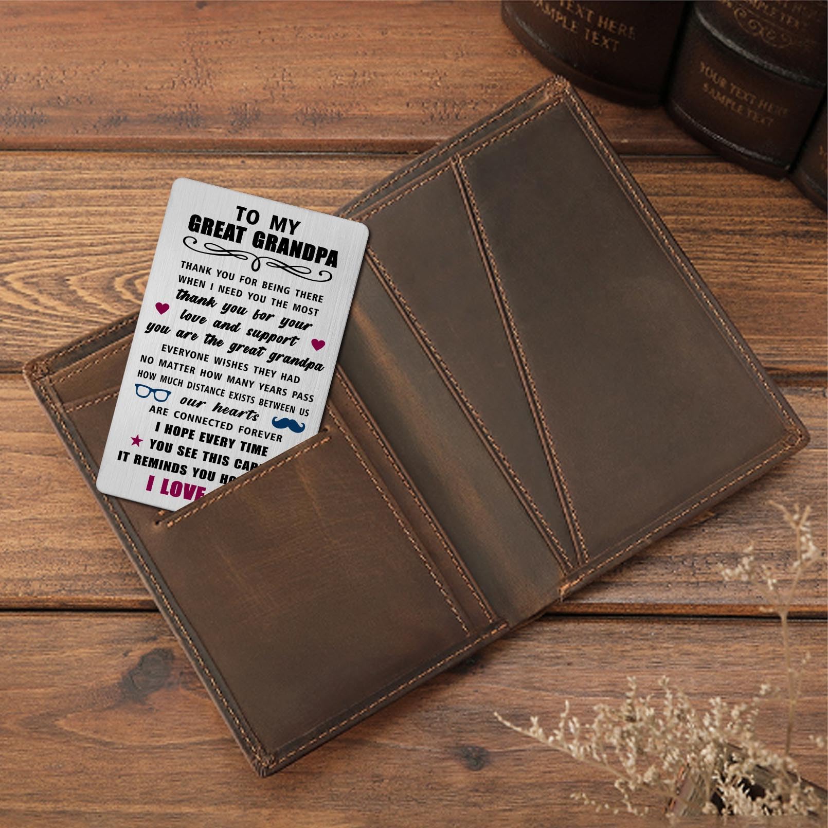 Grandpa Thank You Card - Stainless Steel Wallet Insert For Father's Day, Birthday & Christmas Gifts