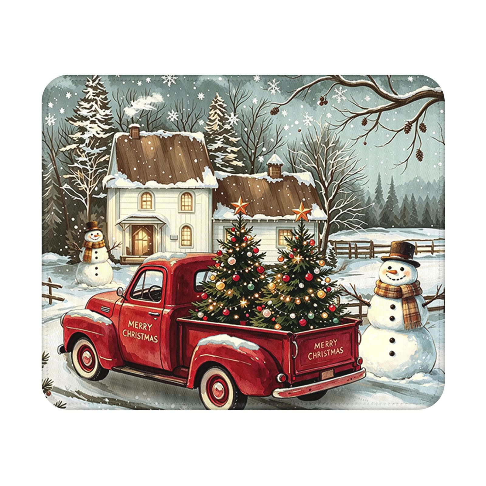 Christmas Snowman Mouse Pad 9.5x7.9 Inch with Anti-Slip Rubber Base