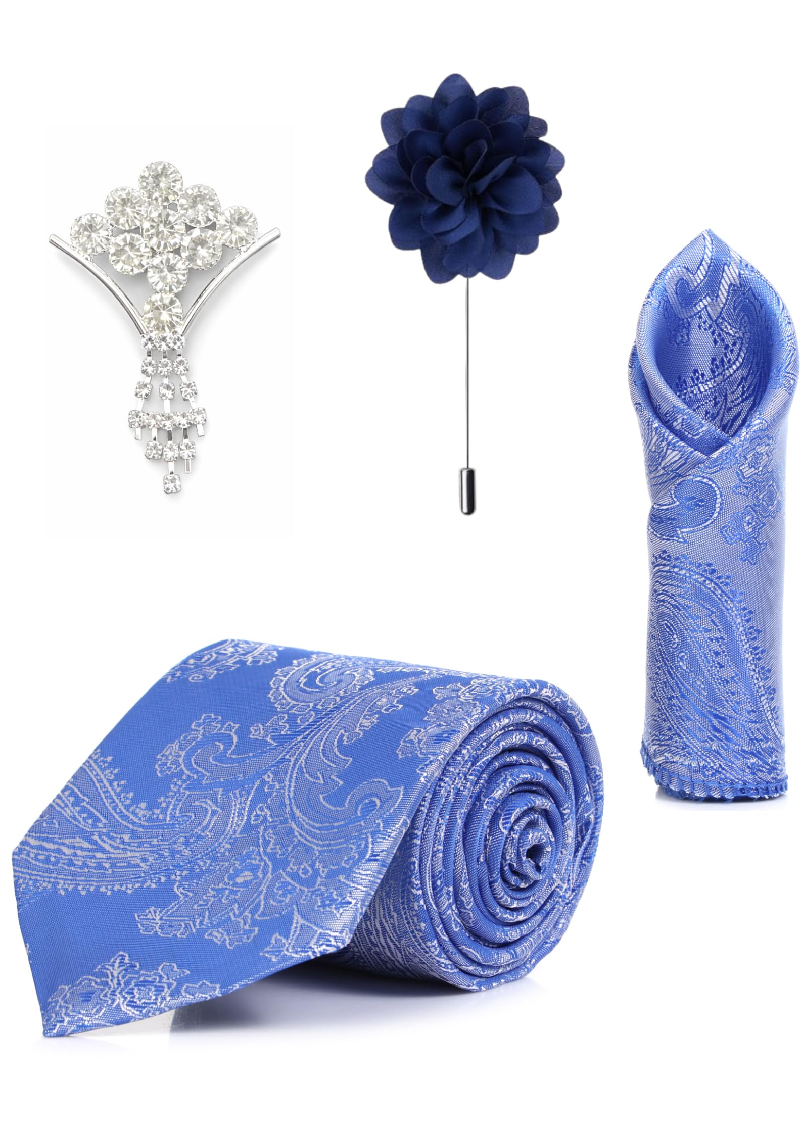 Random Stripe Men’s Necktie Combo Set – 16 Colors Jacquard Silk Ties with Pocket Square & Lapel Pin | Formal, Wedding & Business Wear-image-25