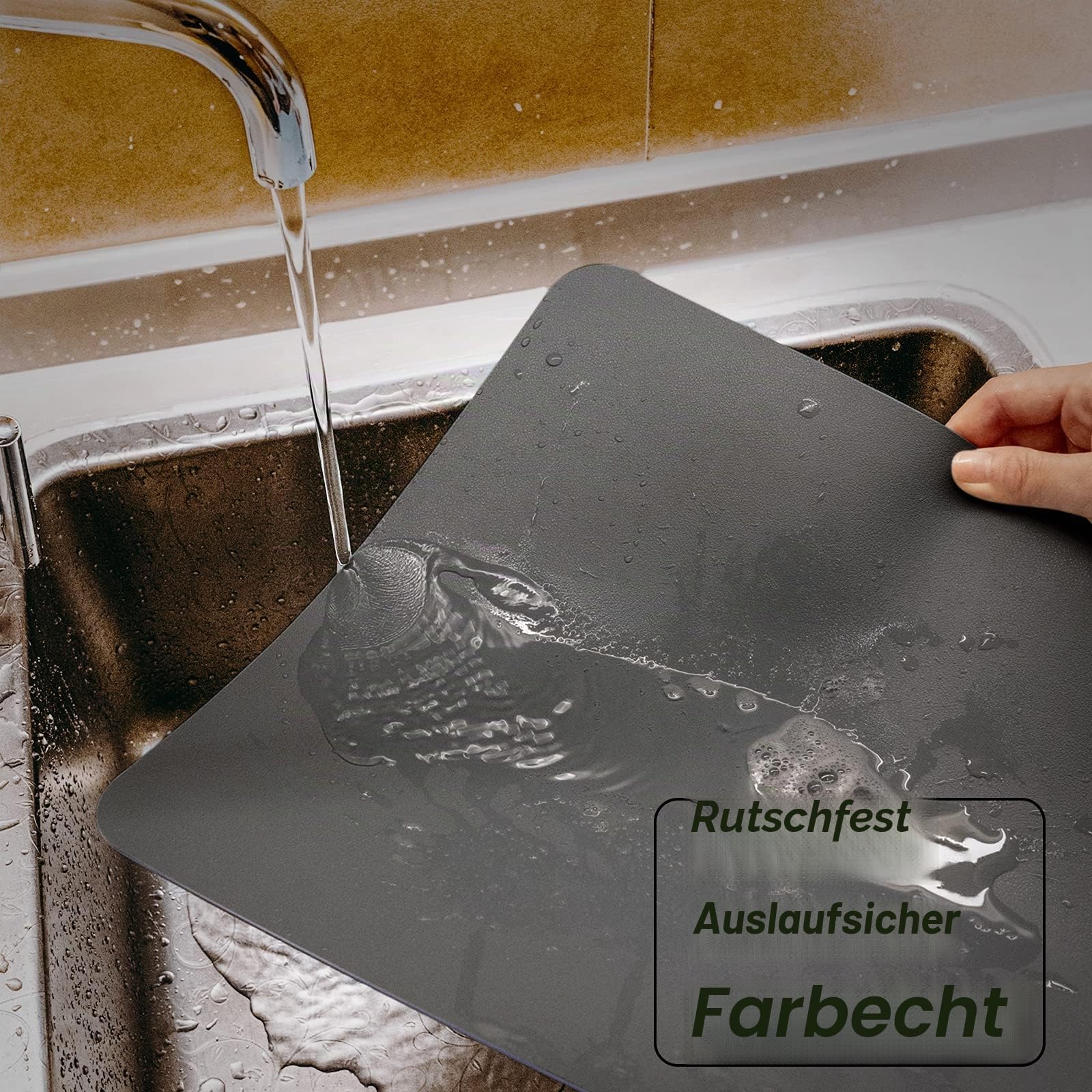 6er Set Tischsets Abwaschbar,Abwischbar Lederoptik Platzset und Untersetzer,Wasserdicht PVC Platzdeckchen Tischset für Hause Küche Restaurant und Hotel,41x31cm,Dunkelgrau