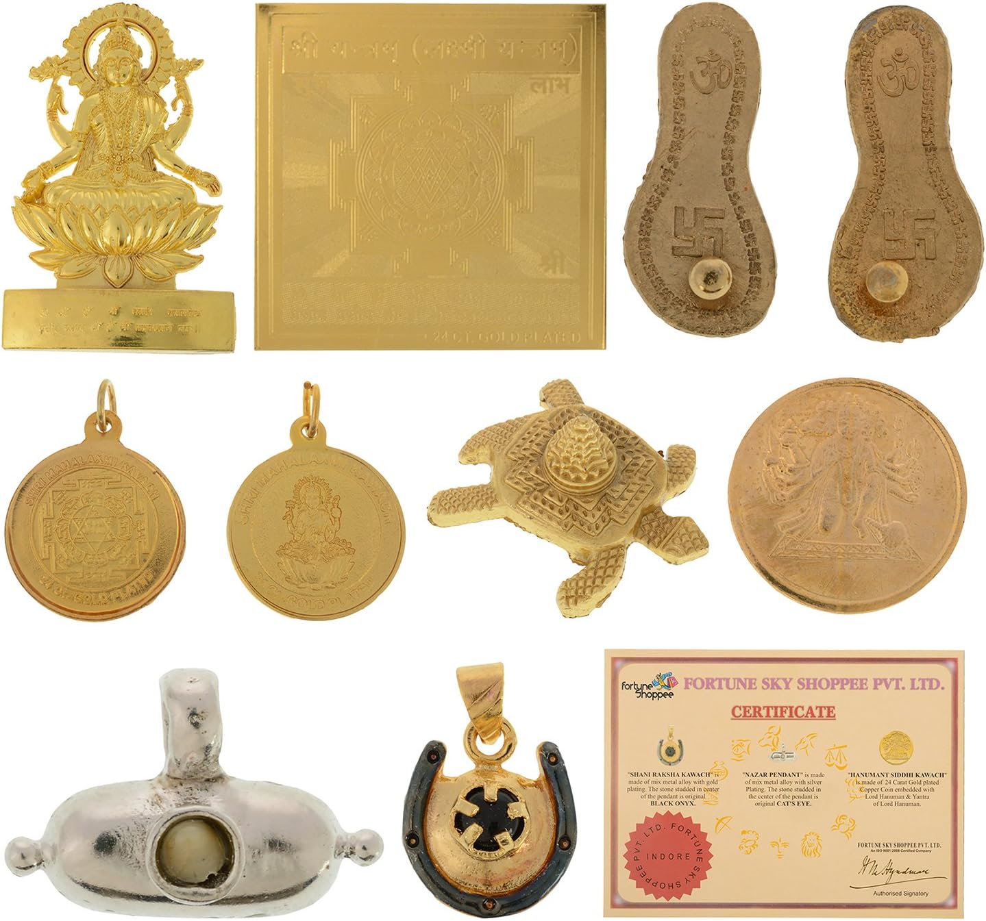 Fortune Shoppee Shani Maha Raksha Kawach (17Cm X 20 Cm X 4 Cm, Golden+Black)