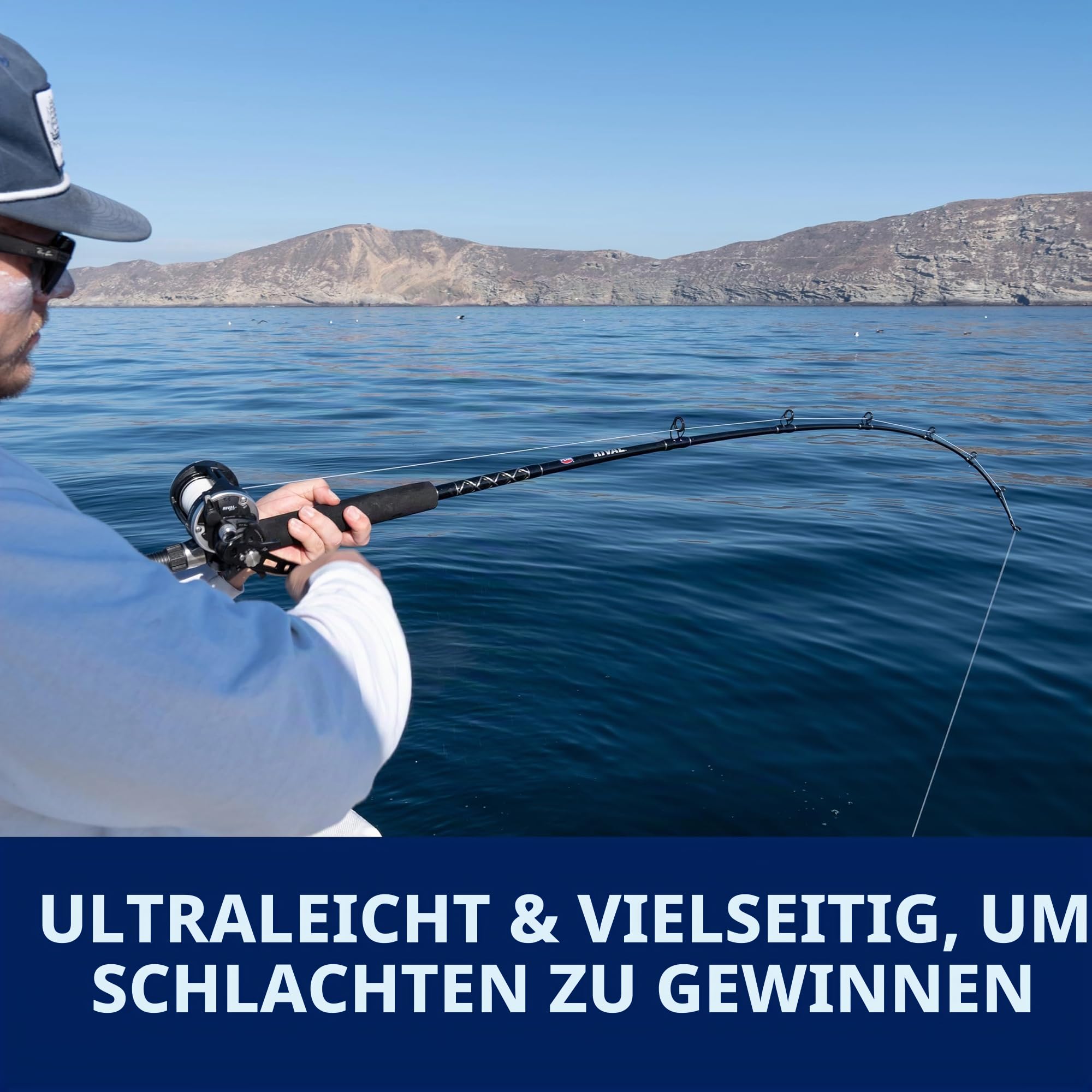 PENN Rival Level Wind Multirolle für Boote und Kajaks – Hochleistungs-Salzwasserrolle für Dorsch, Barsch, Plattfisch, Rochen, Glatthai, Seelachs
