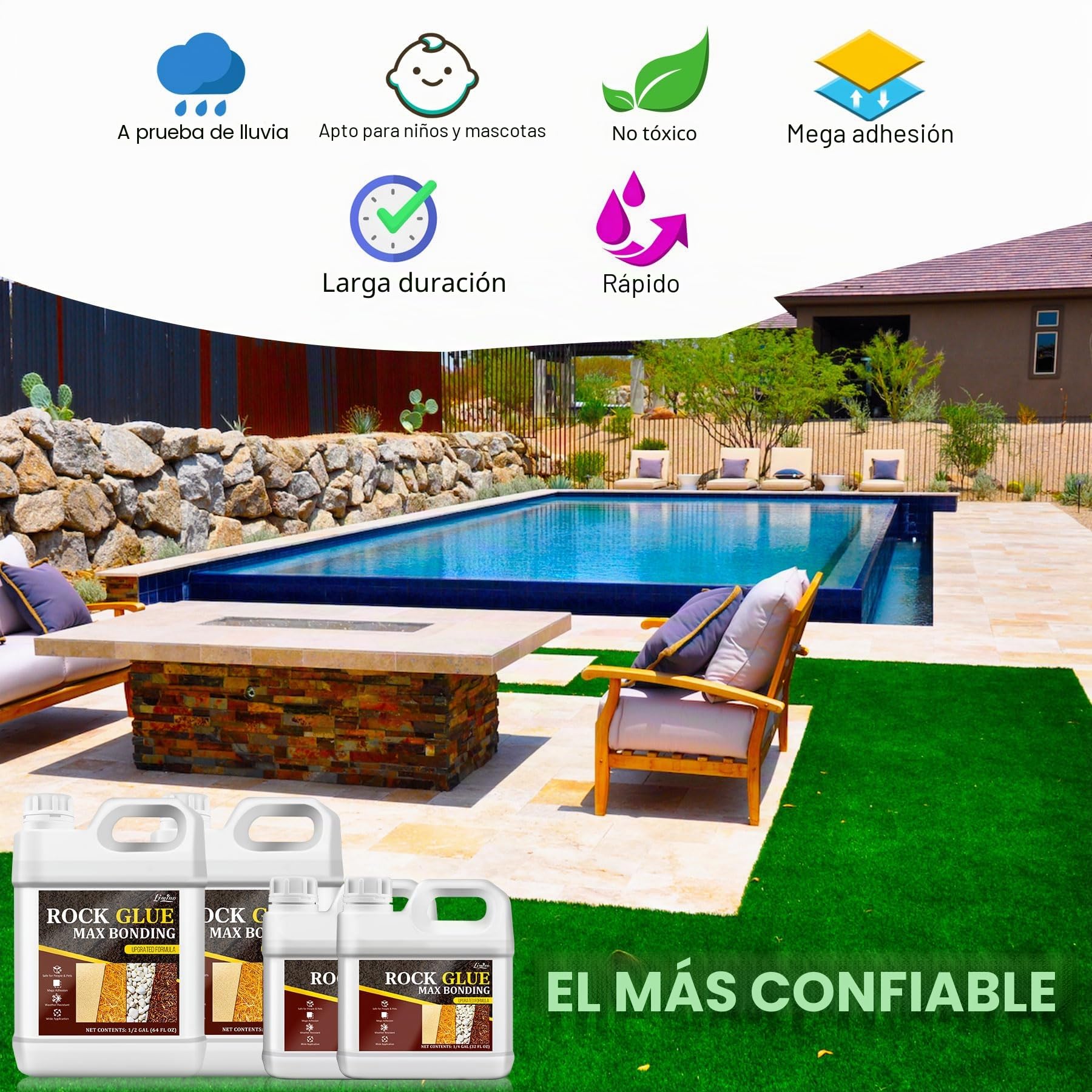 Resina Fijador Grava - Aglutinante para Grava, Adhesivo Extra Fuerte para Piedras, Pegamento para Mantillo para Fijar Piedras, Grava, Corteza - Estabilizador de Grava para Senderos, Terrazas (4 Liter)