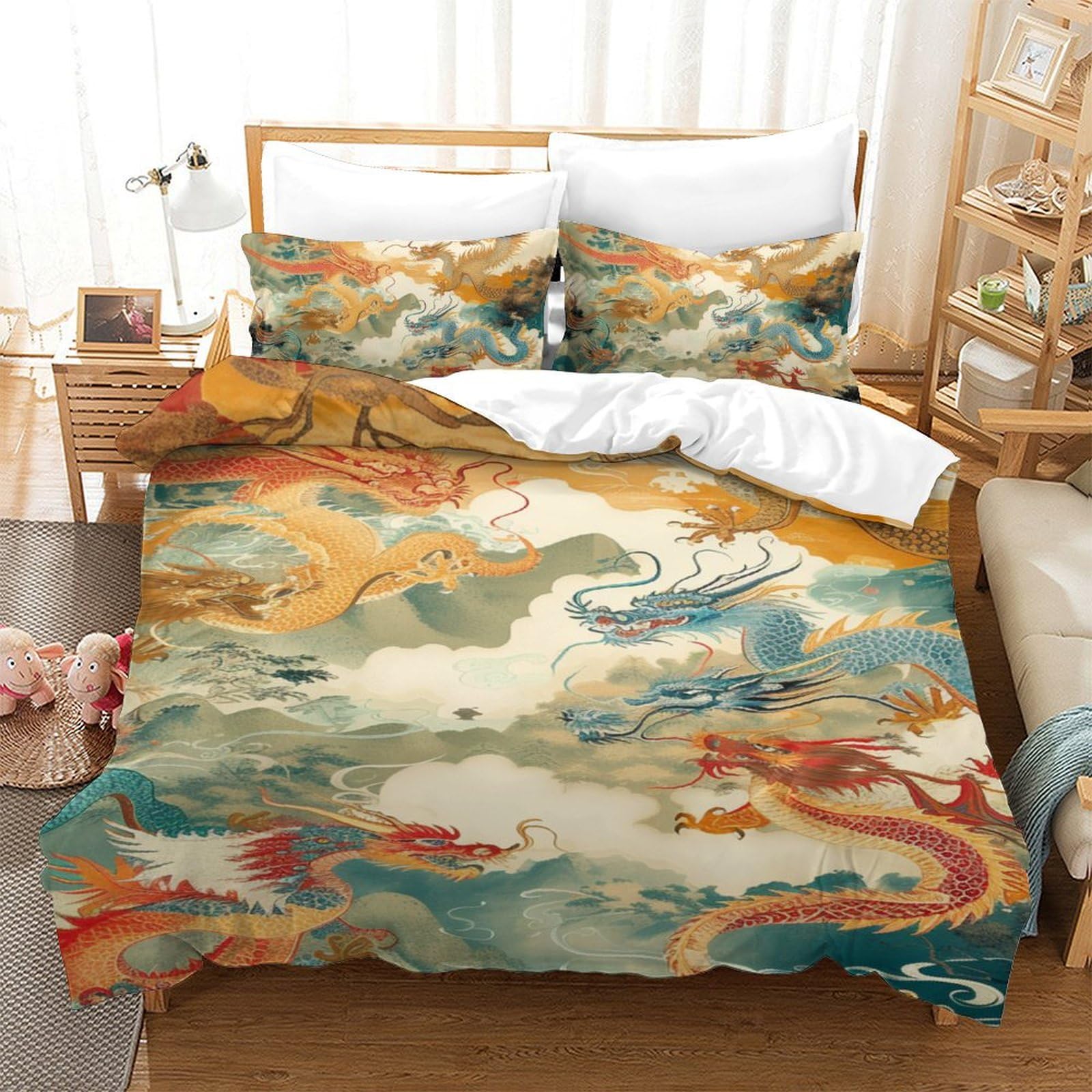 Housse de couette dragon 3D originale, le cadeau idéal en microfibre pour lit enfant