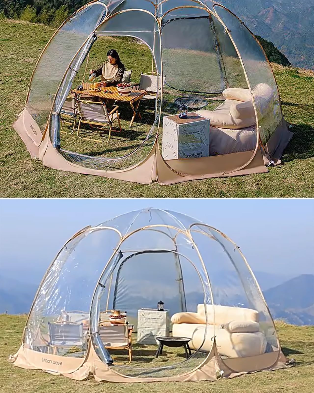 Blasenzelt Großes Kuppelzelt, Transparentes Garten-Iglu-Zimmer, Schutzzelt für Wanderungen, Partys, Terrassen, Picknicks, Camping, Kommerzielle Pavillonzelte Sport & Freizeit