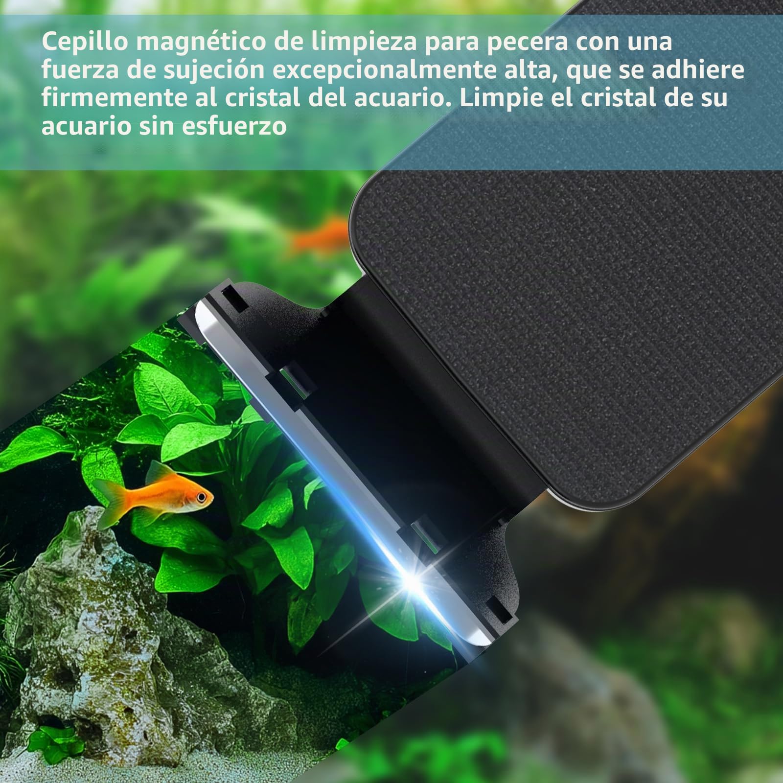 Hygger Limpiador Magnético para Acuario, Cepillo Limpieza Acuario, Aquarium Magnetic Glass Cleaner con Raspador Extraíble for Freshwater and Saltwater Aquariums(M)