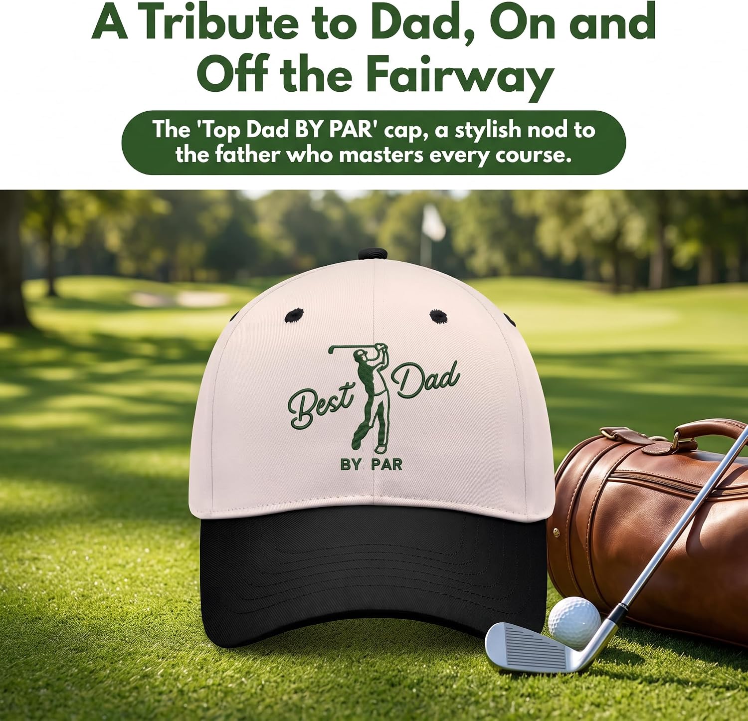 Best Dad By Par Embroidery Hat For Golfer Father, Dad Gift, Baseball Cap image 4