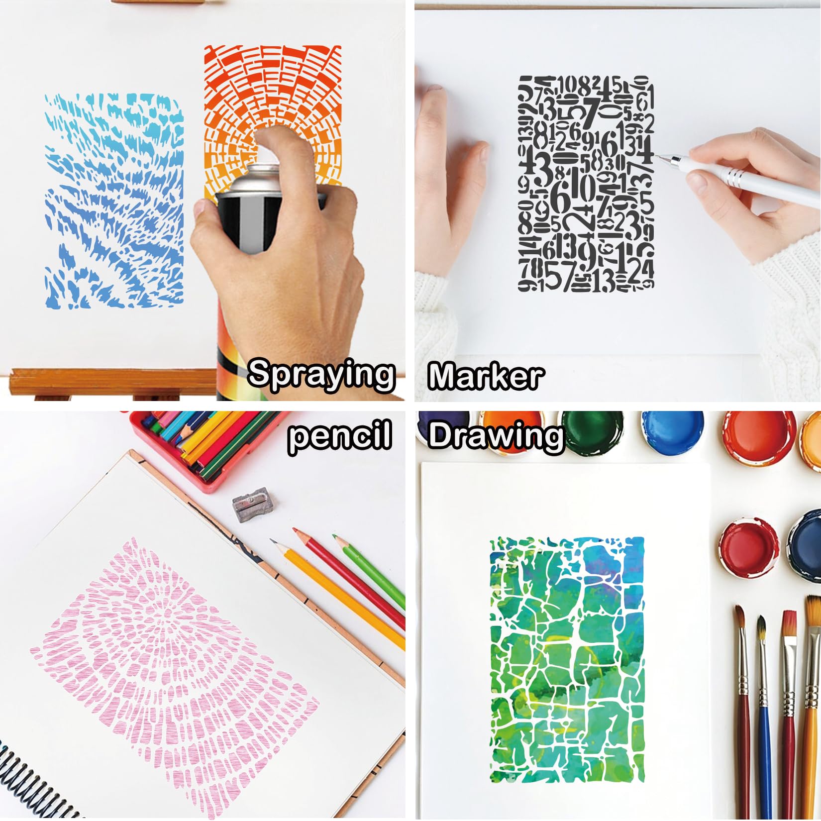 16 Painting Stencils - Abstract Art Supplies -6