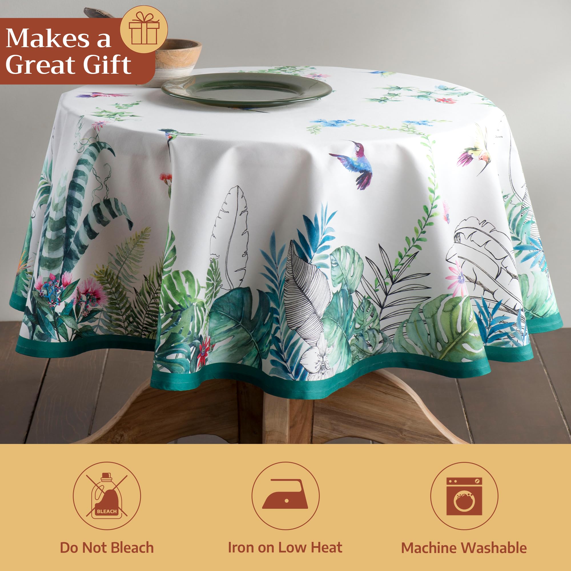 Maison d'Hermine Nappe ronde réutilisable 100% coton Ø 160 cm