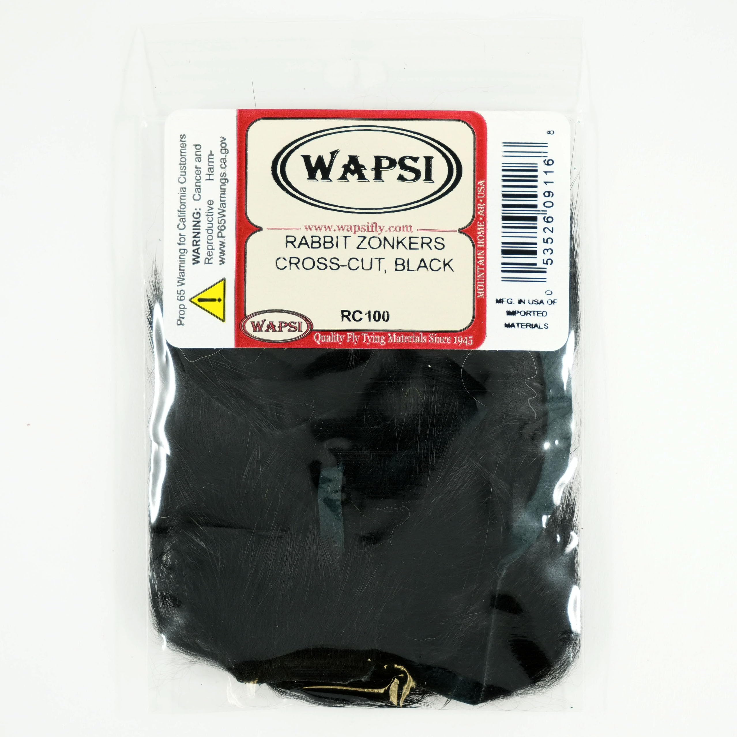 Wapsi Rabbit Zonker Strips Cross-Cut, Black
