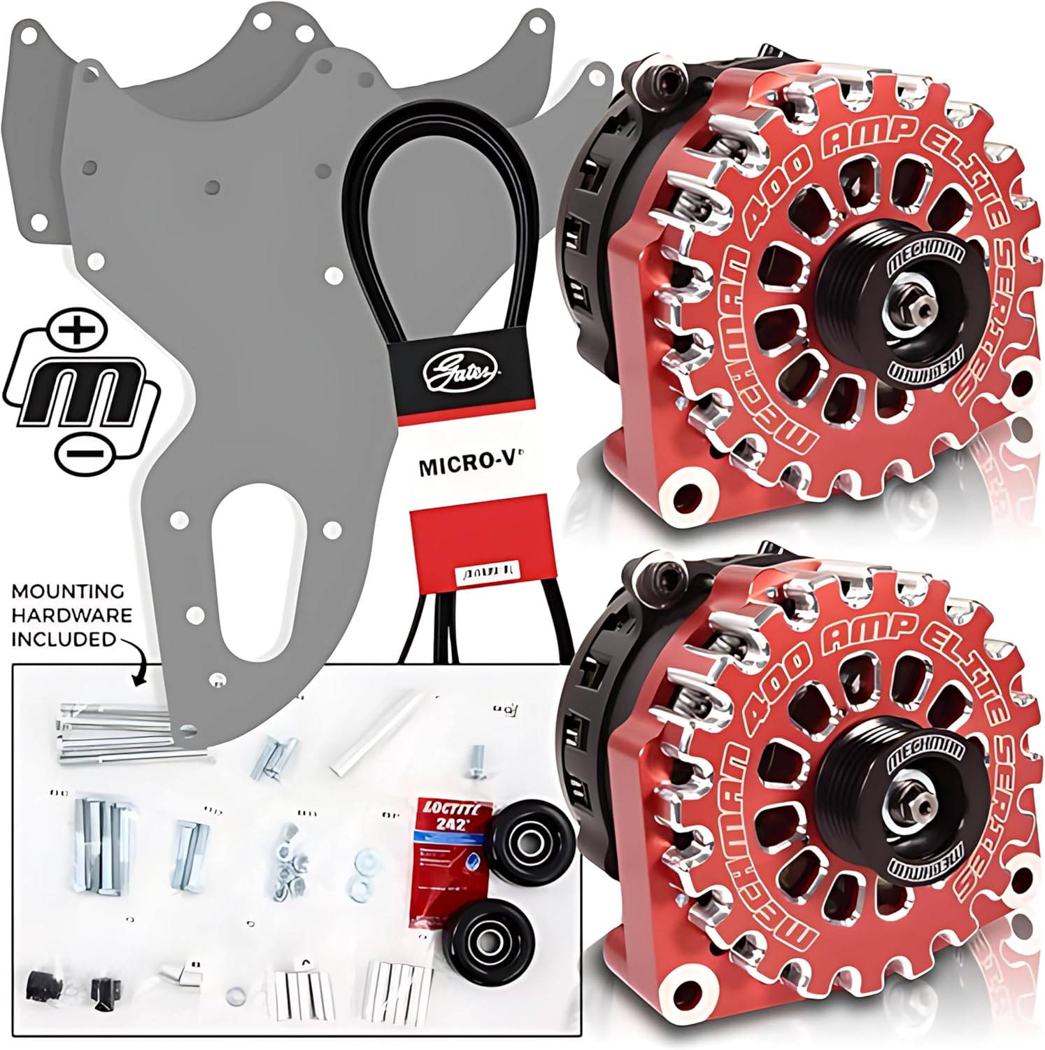 Mechman D205RD Dual Bracket Red Alternator 05-13 GM Trucks W/4.8, 5.3, & 6.0L