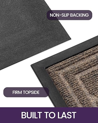 Miniatura 4 de DEXI Tapete para puerta delantera, tapete de bienvenida, antideslizante, de perfil bajo, para entrada, patio, garaje, zonas de alto tráfico, 2 x 3