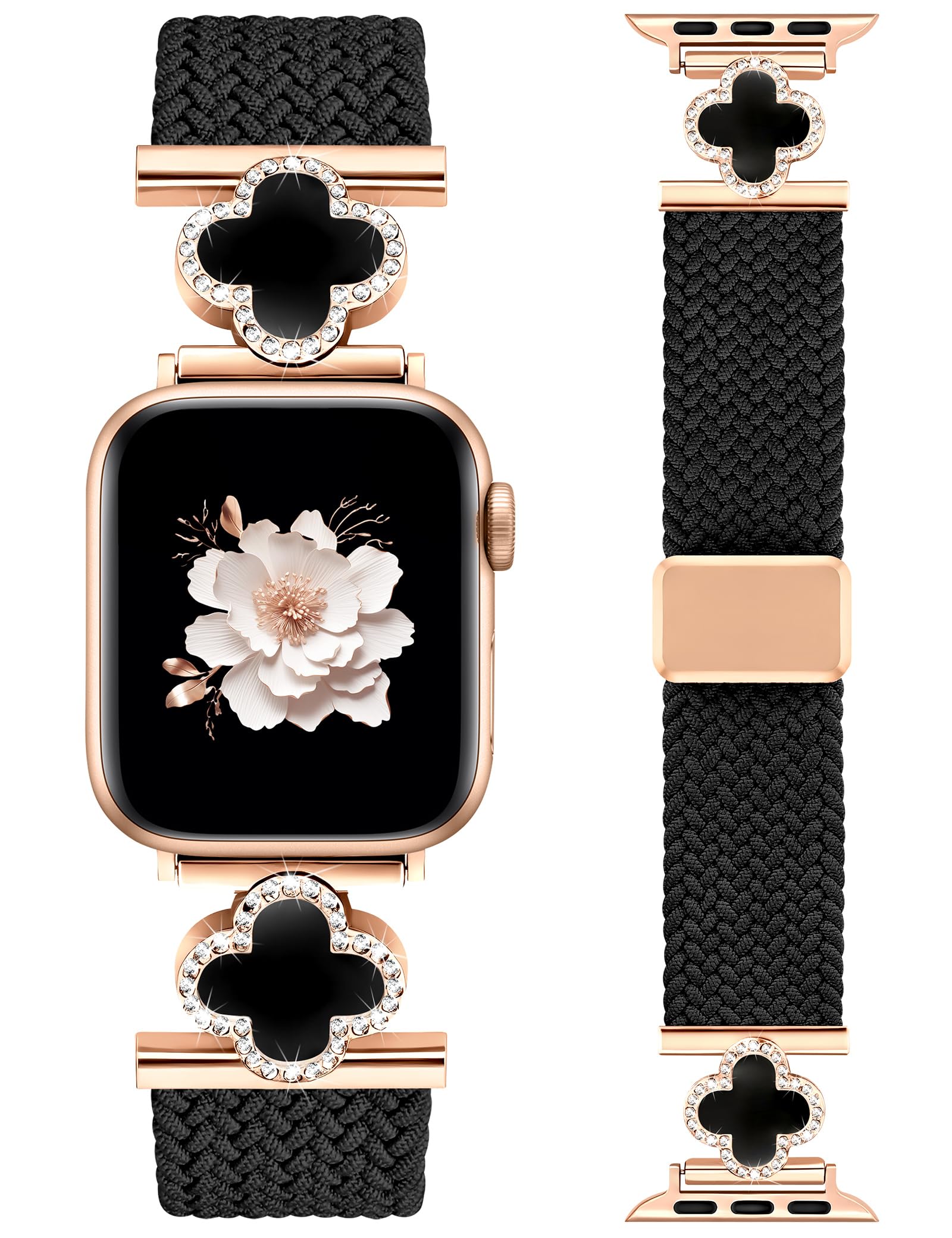 Photo 1 of Girovo Braided Magnetic Band Compatible with Apple Watch Bands 38/40/41/42/44/45/46/49mm Women Men, Stretchy Elastic Nylon Fabric Woven Strap for iWatch Series 11 10 9 8 7 6 5 4 SE/Ultra 3 2 1