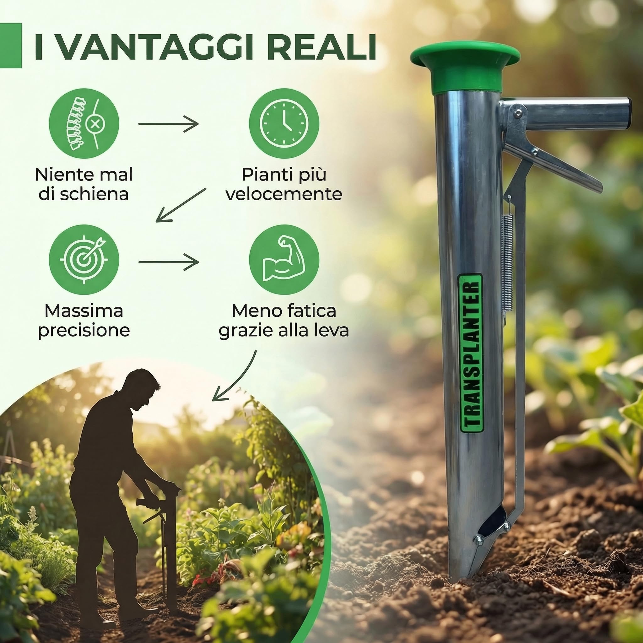 Transplanter Trapiantatore Piantatore Professionale per Bulbi e Piante