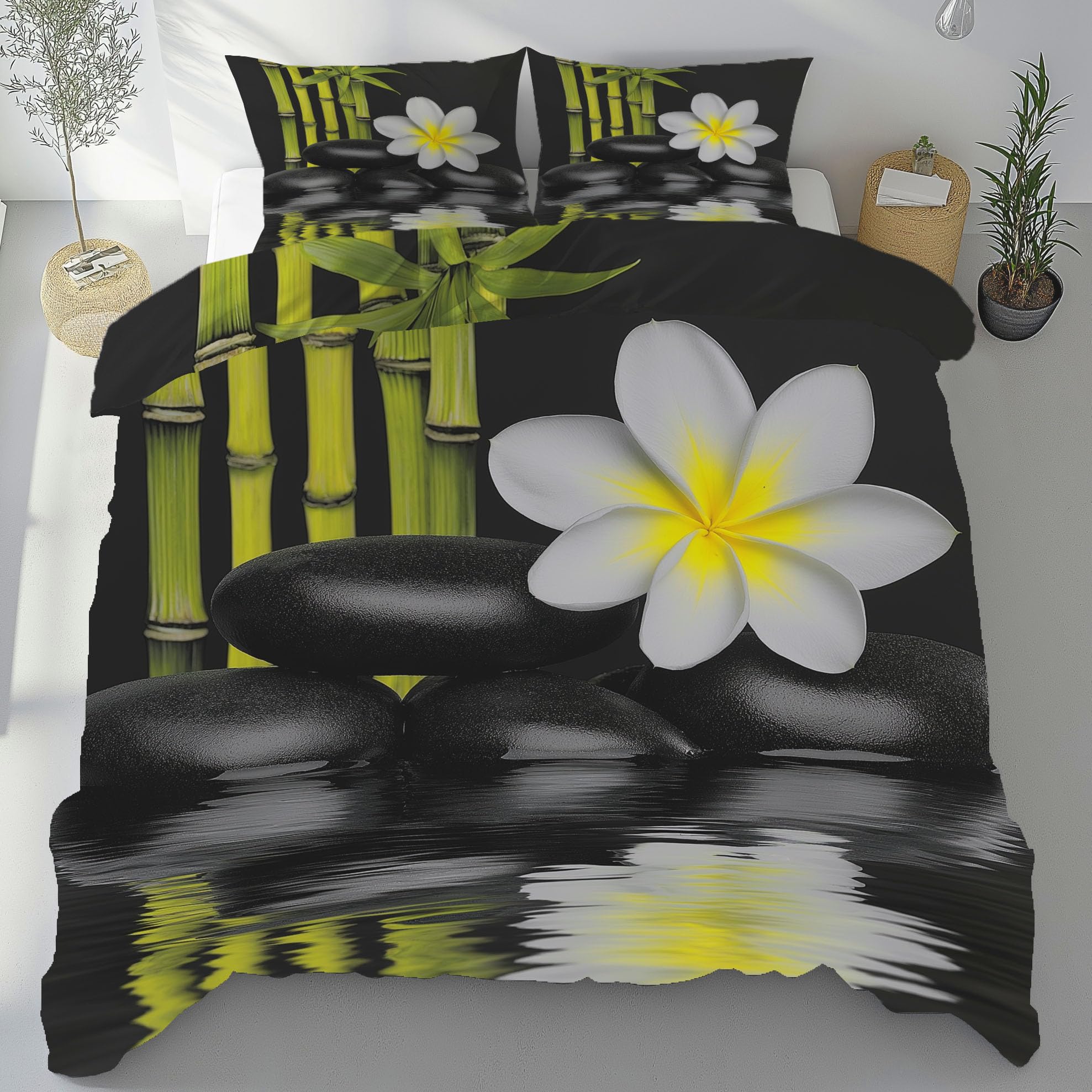 Microfibre literie bambou vert pour créer une chambre zen et relaxante