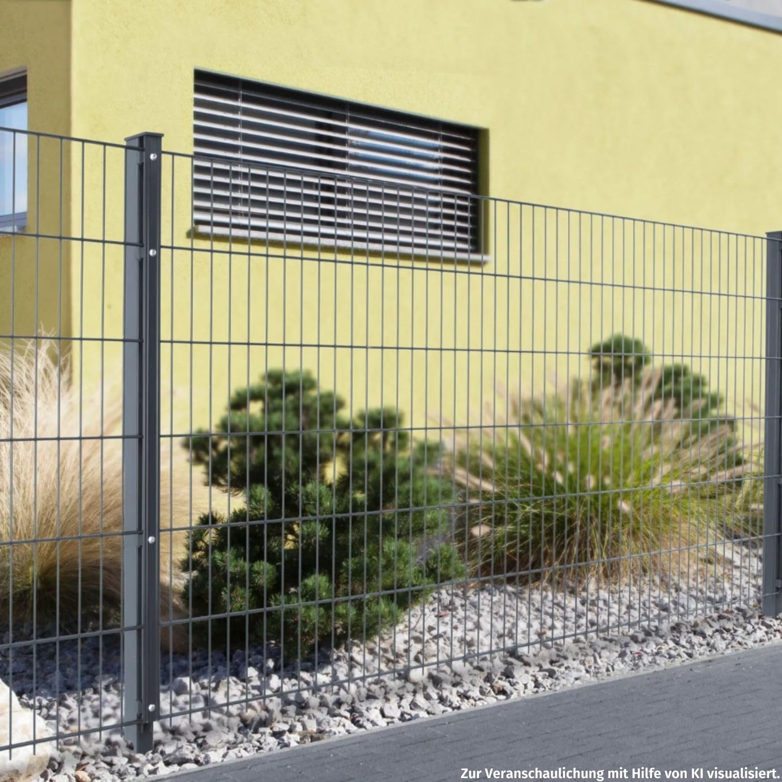 HORI Doppelstabmattenzaun Komplettset 6/5/6 I Mattenzaun mit Klemmhaltern je 200 cm I Zaunelement verzinkt & pulverbeschichtet I Gartenzaun Metall I Sichtschutzzaun I Grundstücksbegrenzung I