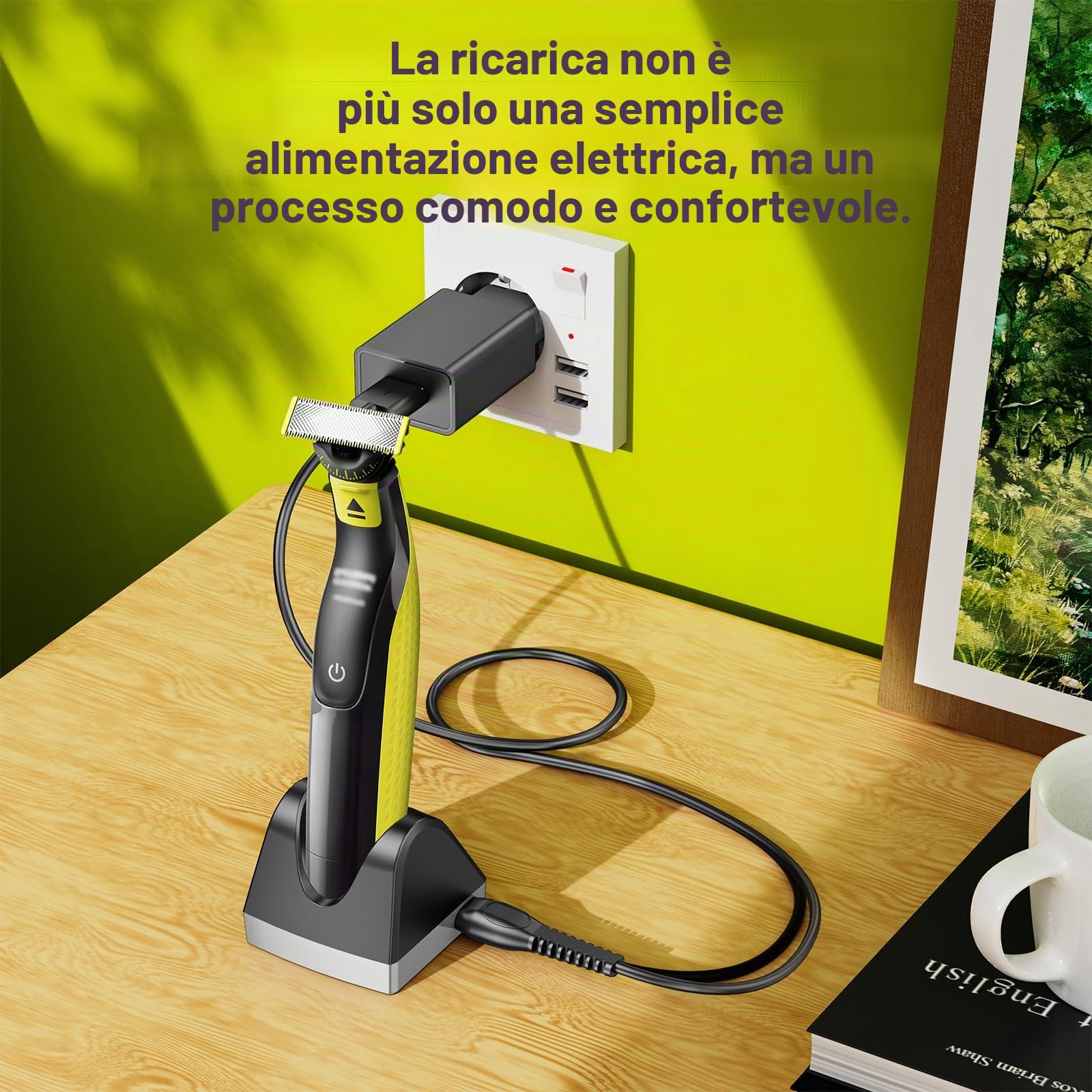 Per Oneblade QP2724 QP2834 QP2824 Stazione di ricarica – Cavo di ricarica 5 V compatibile con Philips Norelco Oneblade rasoio elettrico – Alimentatore di rete