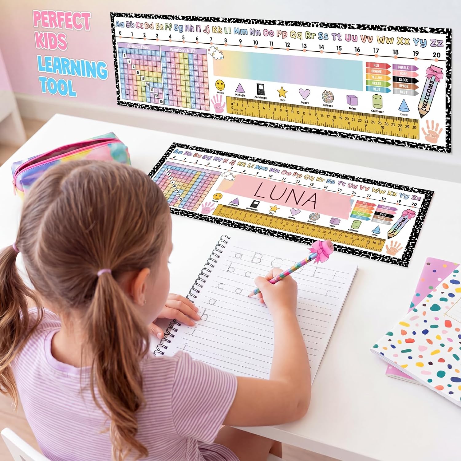 Gueevin 60 Pcs Kindergarten Desk Name Tags for Classroom, Composition Book image 3