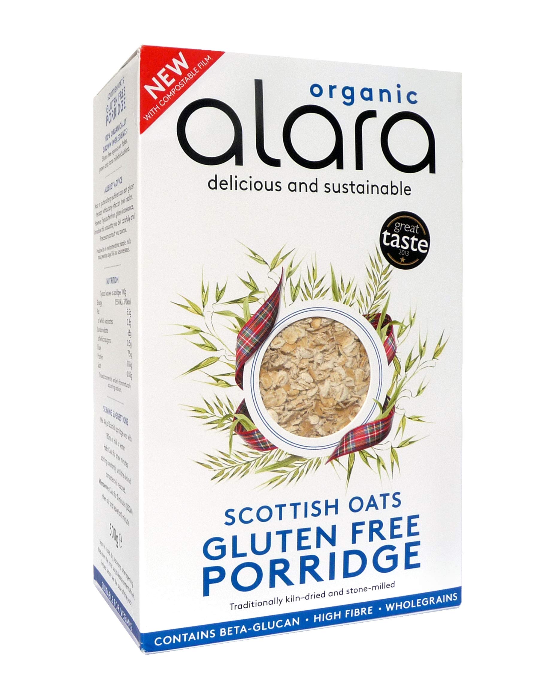 Alara Scottish Oats Porridge Flakes Organic Gluten Free