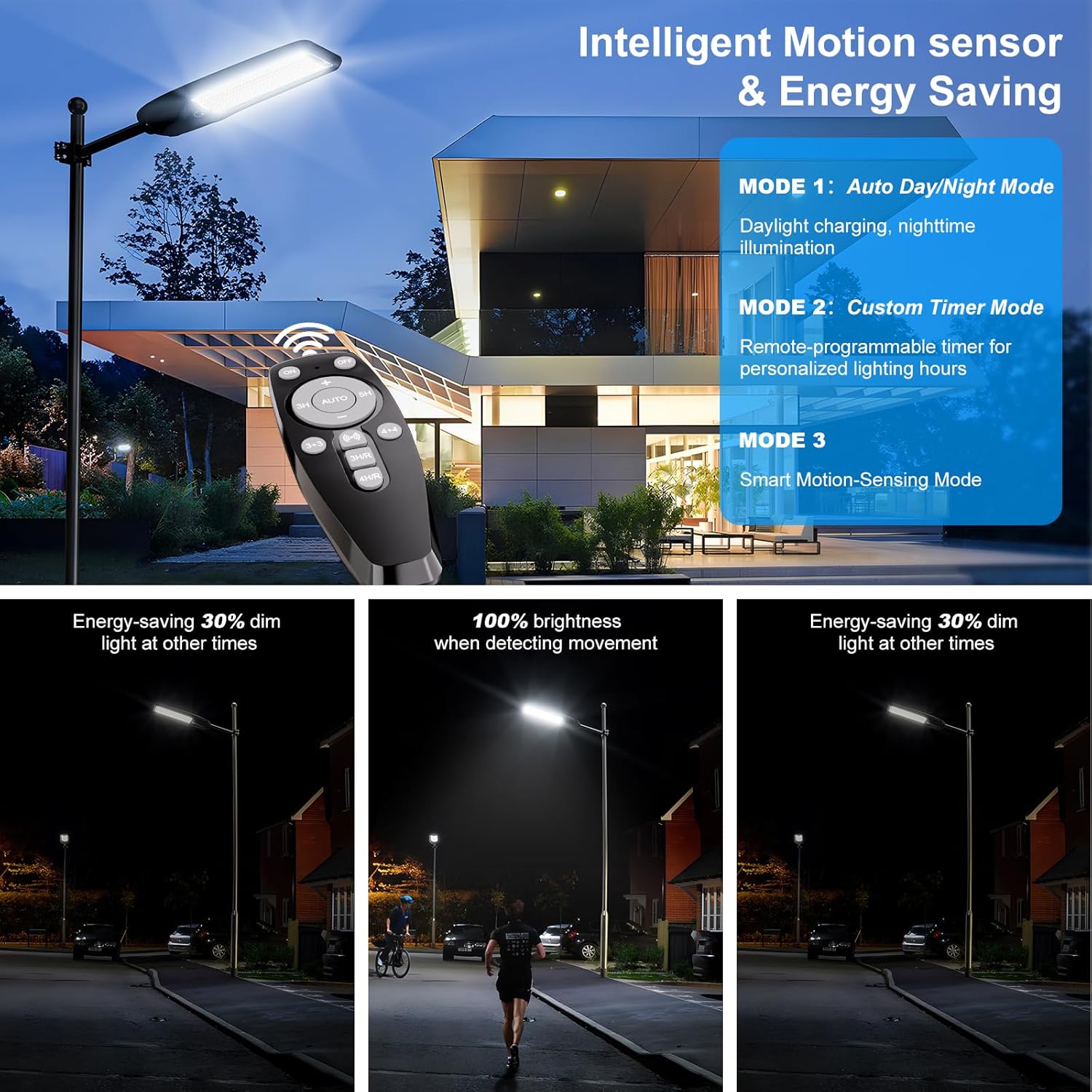 10000W Solar Street Lights Outdoor, Heavy Duty Solar Powered LED Flood Light Outside, Commercial Parking Lot Lighting Dusk to Dawn, Motion Sensor with Remote Waterproof for Garage, Pathway