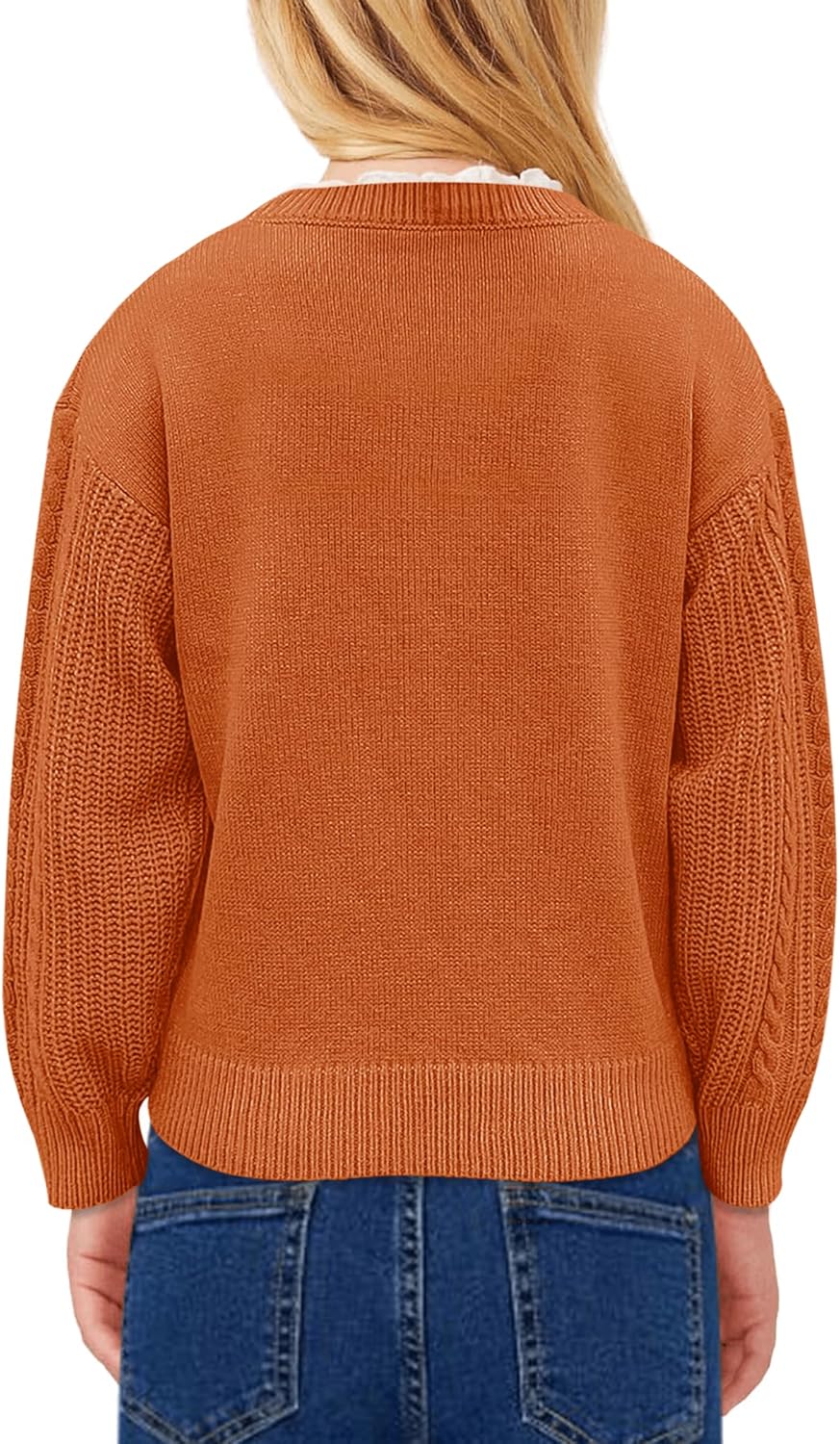 Girls Sweaters Crewneck Long Sleeve Kids Sweater Fall Winter Chunky Knit Pullover Jumper 5-14 - Image 3