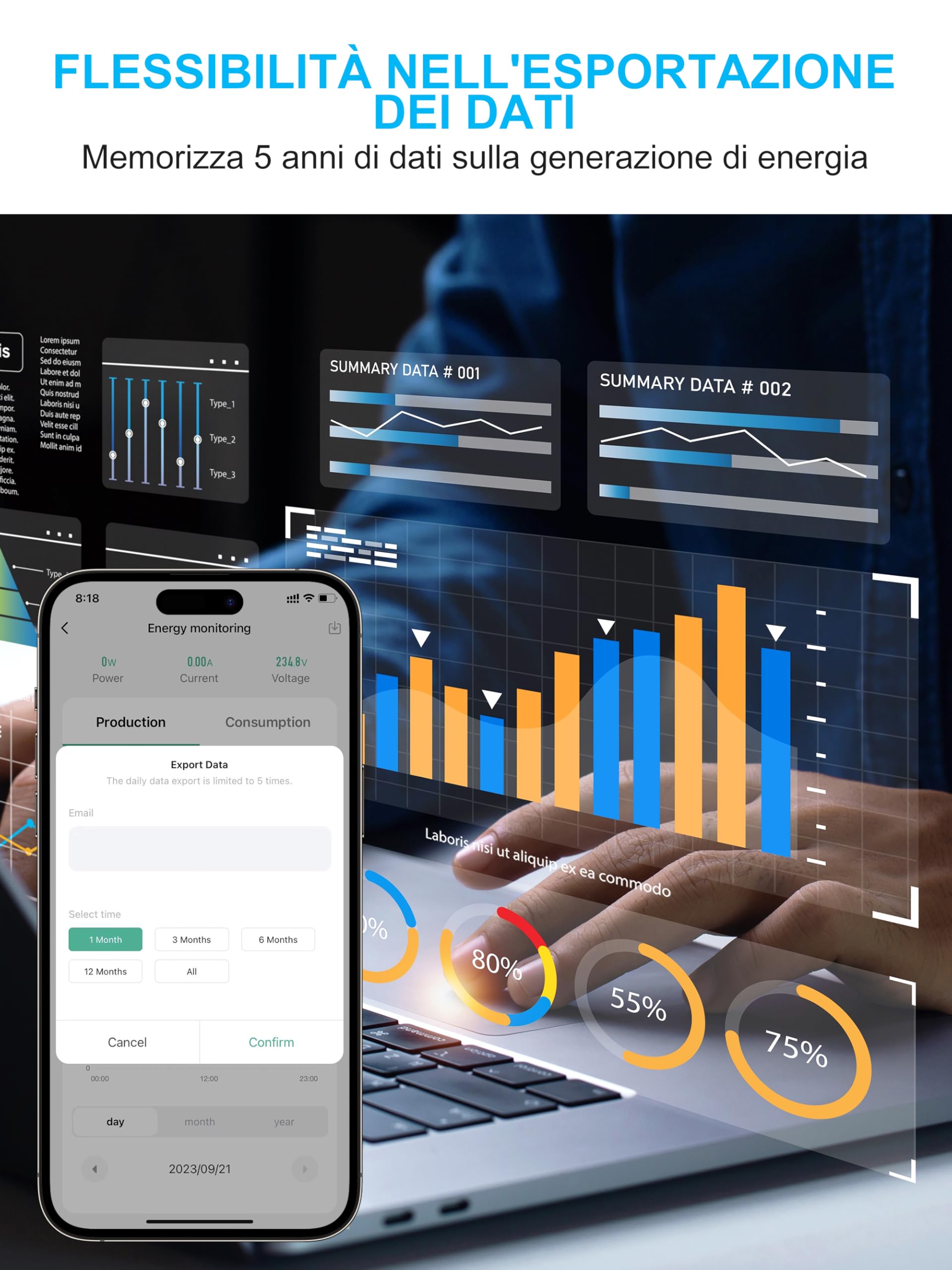 EIGHTREE Presa Intelligente per Fotovoltaico da Balcone con Misurazione Energia | Misurazione Produzione Energia, Monitoraggio Consumi, WiFi 2.4 GHz, Compatibile Alexa e Google Home, 16A 3680W, 2er Pack