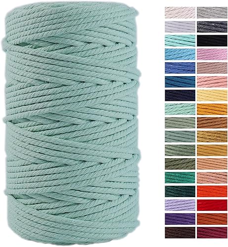Miniatura 73 de Cuerda de macramé gris de 0.118 in x 109 yardas, cuerda de algodón de colores para colgar en la pared, colgadores de plantas, manualidades, tejer