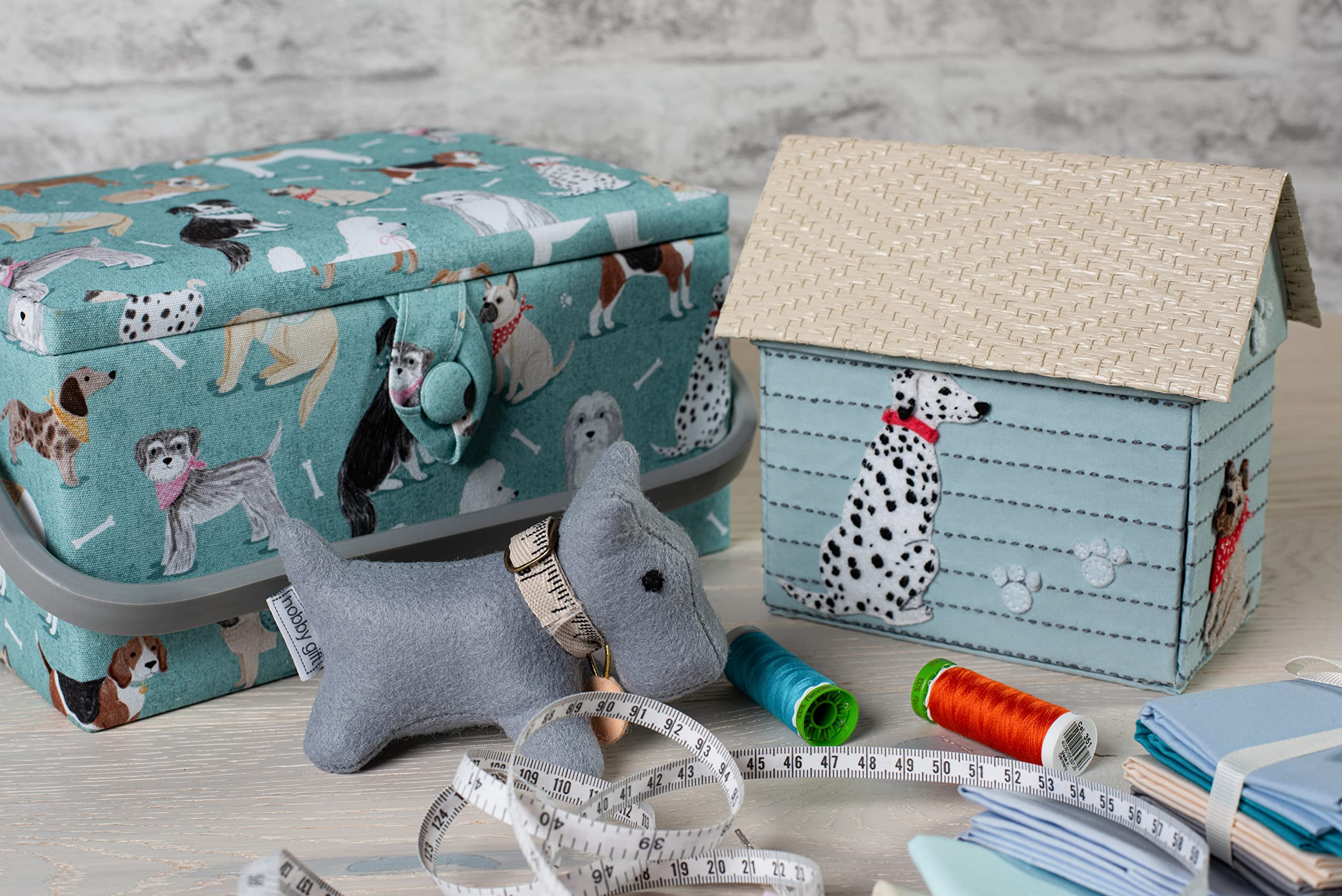 Hobby Gift Große Nähbox, Holz/Stoff, Hunde