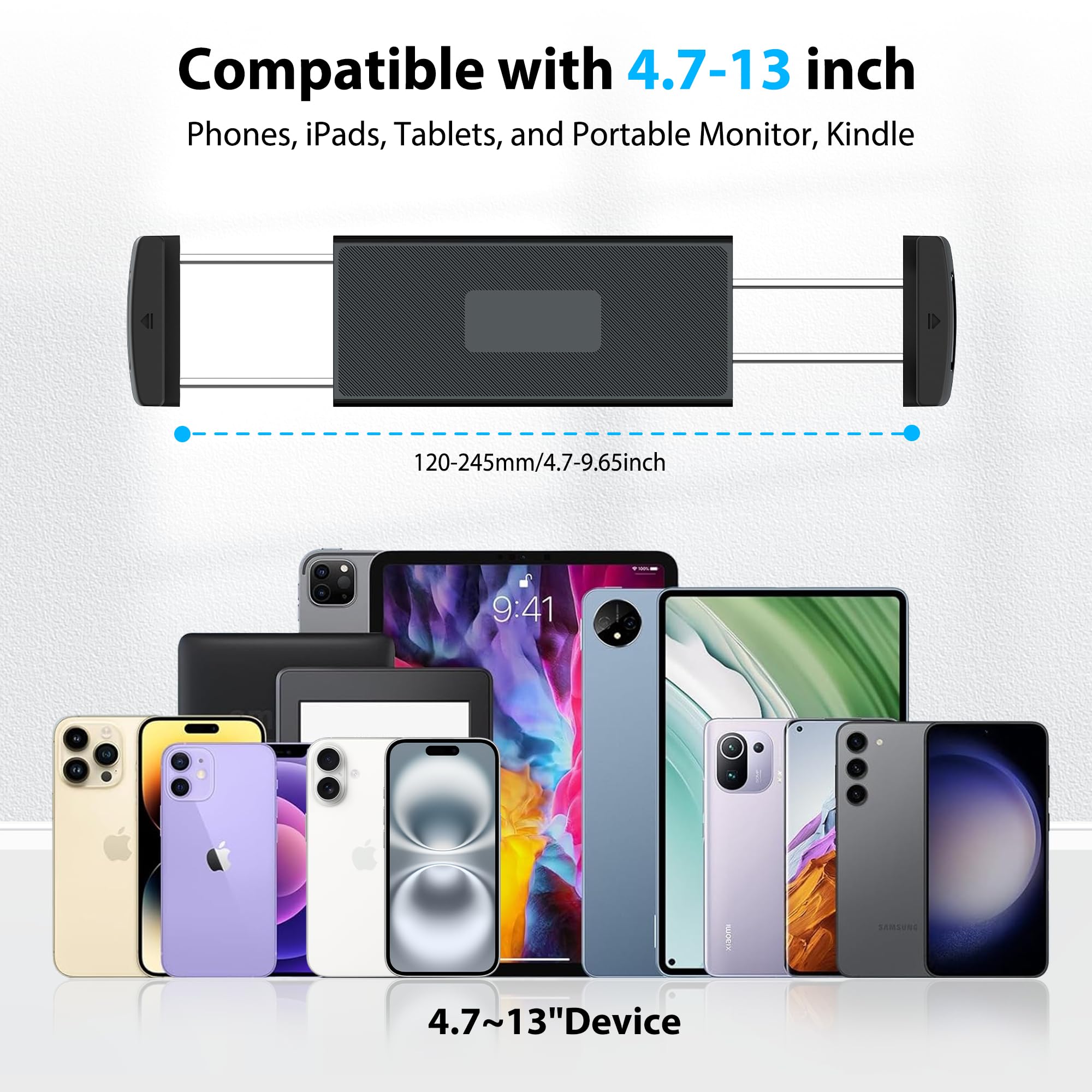 Stojak na tablet, aluminiowy uchwyt na iPad do biurka, regulowany uchwyt z mocowaniem zaciskowym z obrotową podstawą 360°, kompatybilny z iPad Pro/Air/Mini 4.7''-13'', iPhone, Kindle, Fire HD
