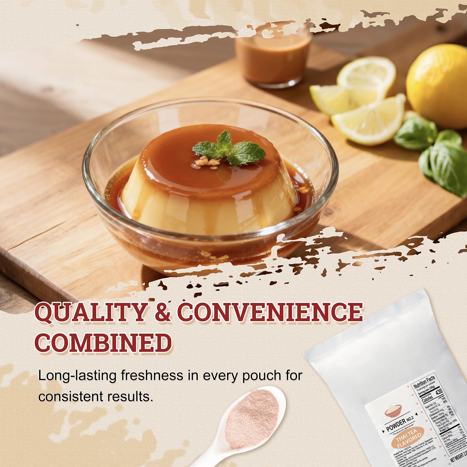 52USA Thai Tea Flavored Powdered Drink Mix, Thai Tee Mix 2.2 lbs, Instant Milk Tea Mix with Creamer & Sugar, Easy to Prepare for Boba, Desserts & More