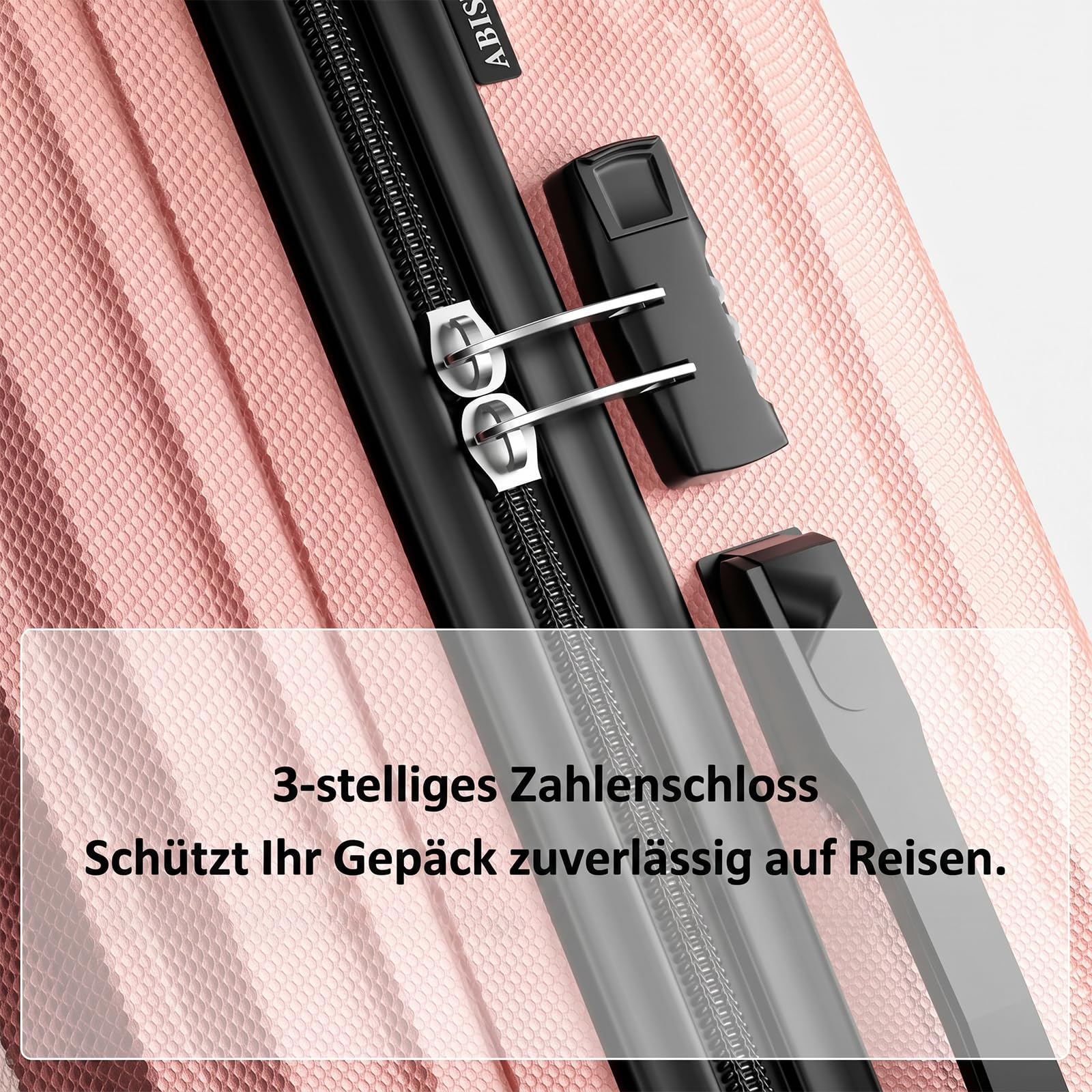 Voyager Handgepäck Koffer 55x35x23cm, Hartschalen Koffer & Trolleys klein, leicht Reisekoffer mit 4 Rollen, Zahlenschloss, Rosenrosa