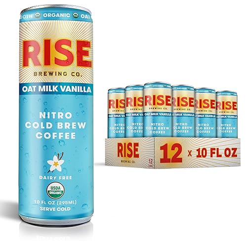 Miniatura 5 de RISE Brewing Co.  Nitro Cold Brew Coffee (latas de 7 onzas líquidas) Café colado en frío orgánico y sin organismos modificados orgánicamente.