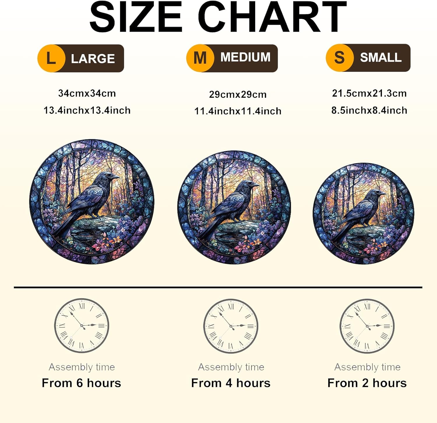 Wooden Puzzles for Adults,Dusk Raven Wooden Puzzles,Unique Shape Advanced Animal Jigsaw Puzzle for Adults and Kids,Challenge Wooden Jigsaw Puzzle.（L-13.4 * 13.4 in 300pcs）